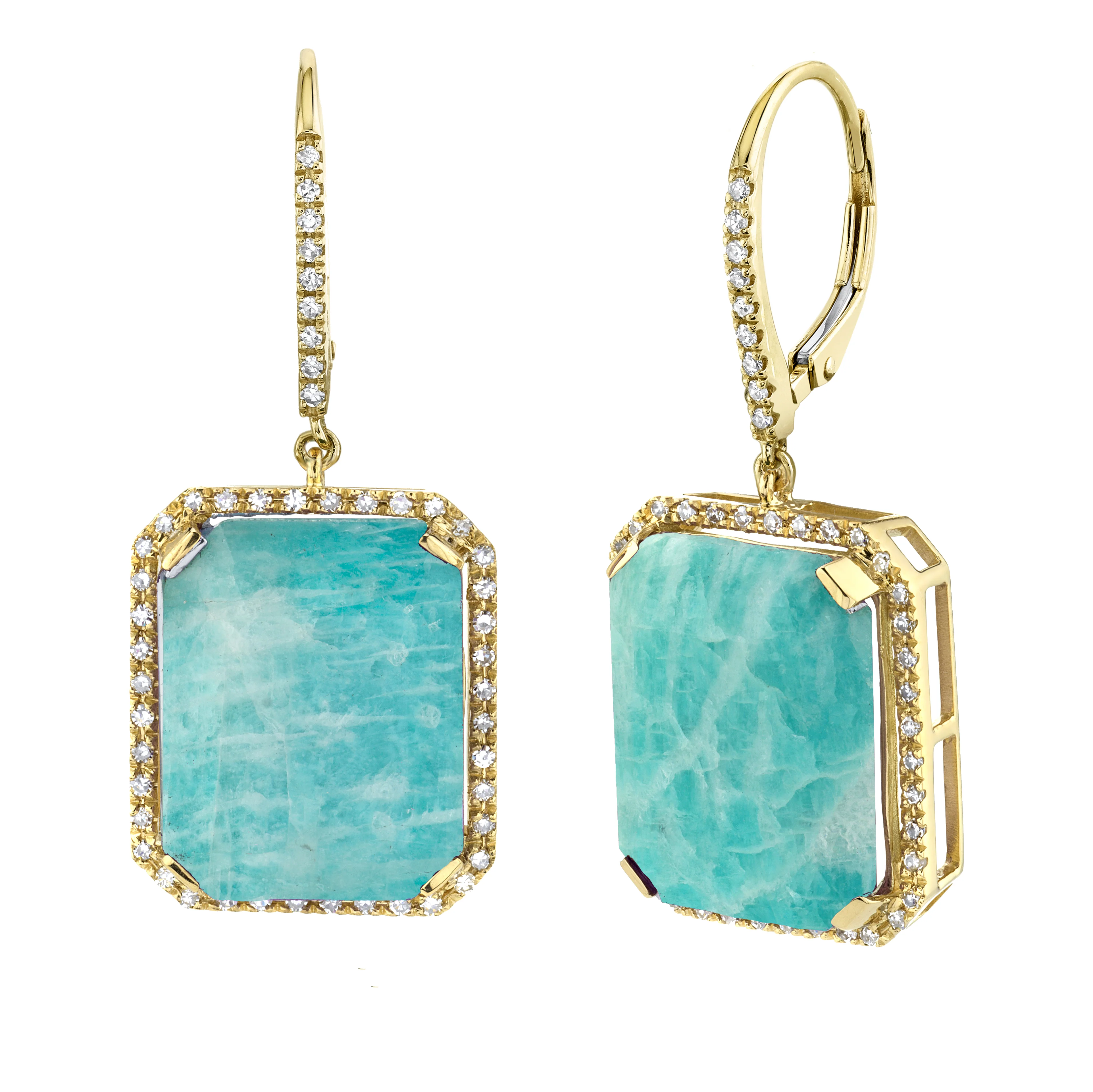AMAZONITE & DIAMOND PORTRAIT EARRINGS