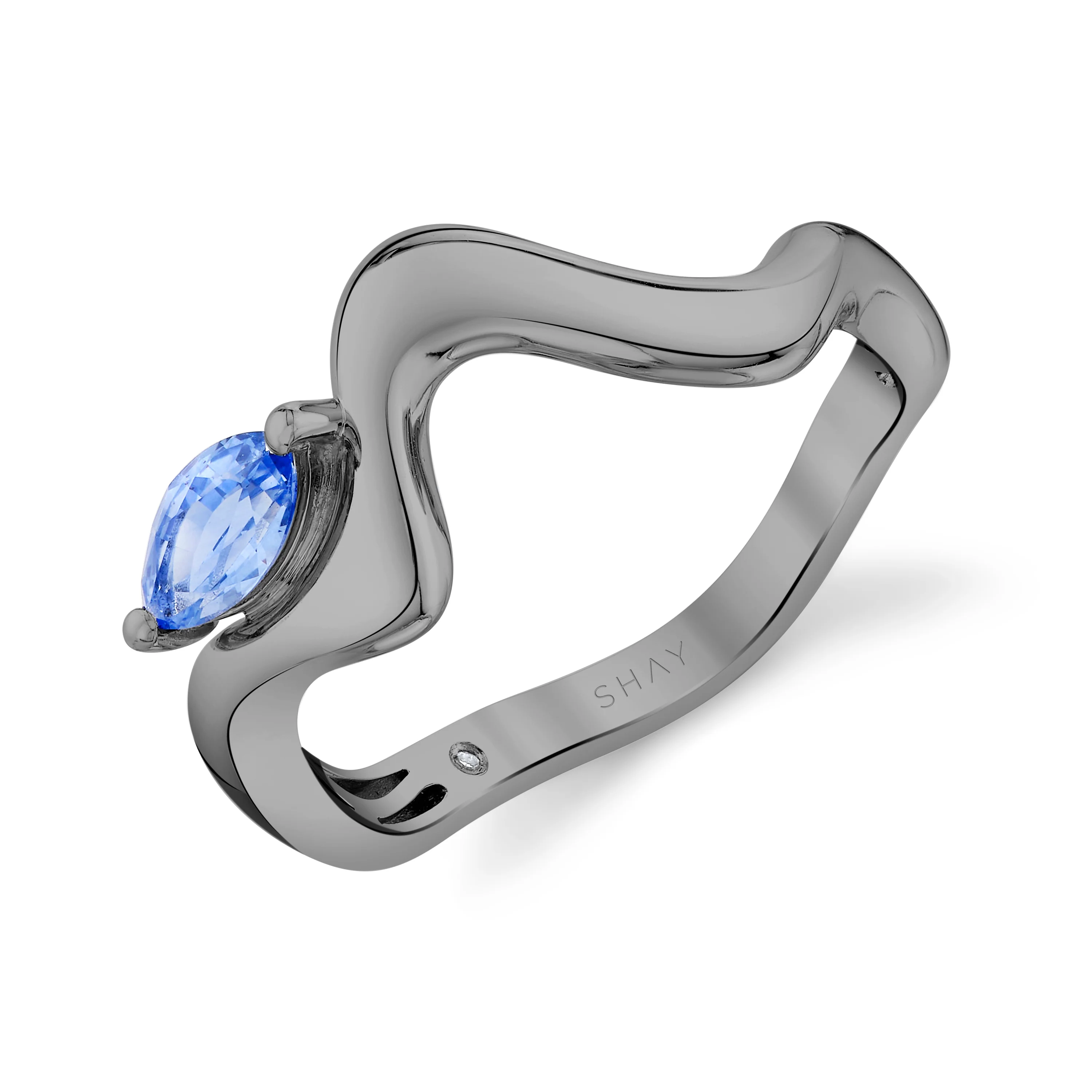 BLUE SAPPHIRE MARQUISE WAVE RING - Image 5