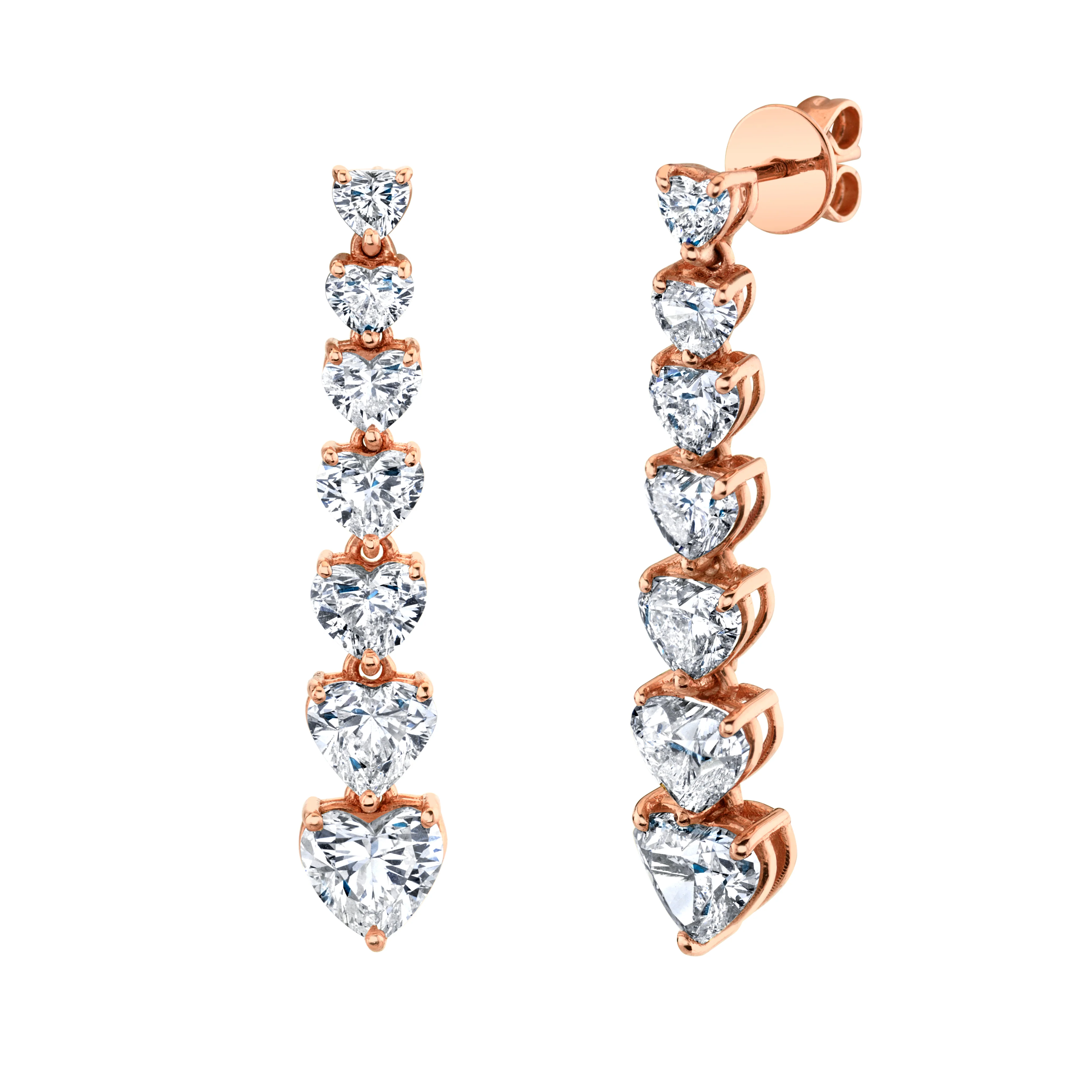 DIAMOND 7 HEART DROP EARRINGS - Image 4