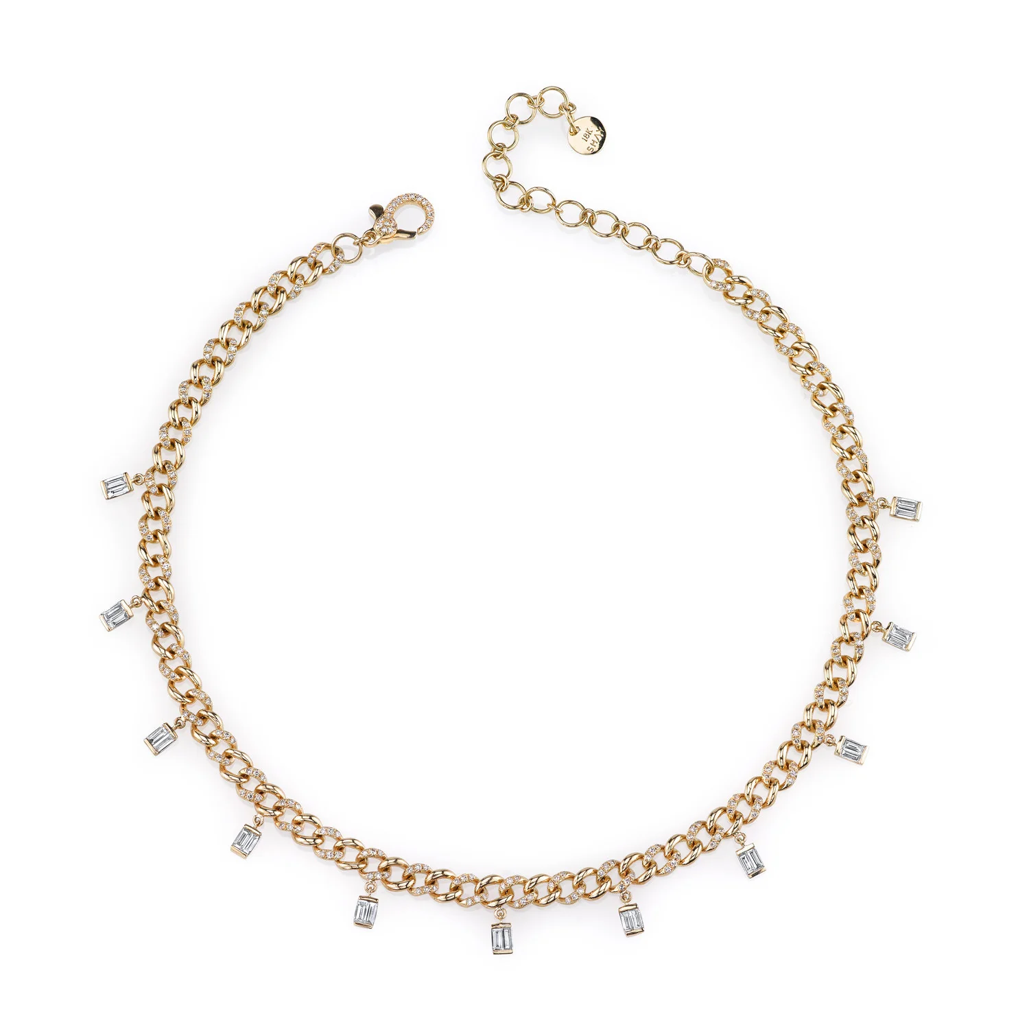 READY TO SHIP DIAMOND BAGUETTE DROP LINK CHOKER