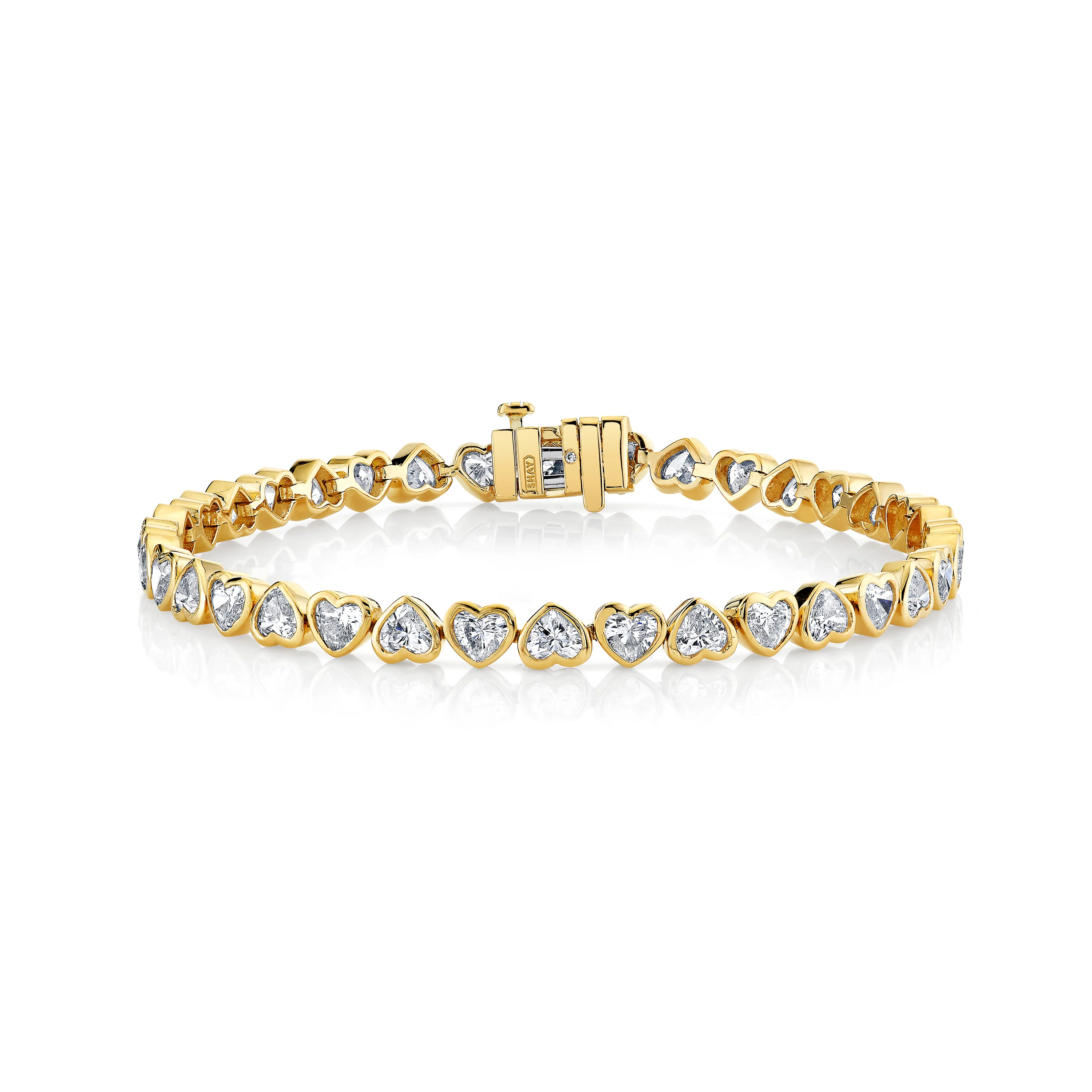 DIAMOND BEZEL HEART TENNIS BRACELET PETITE
