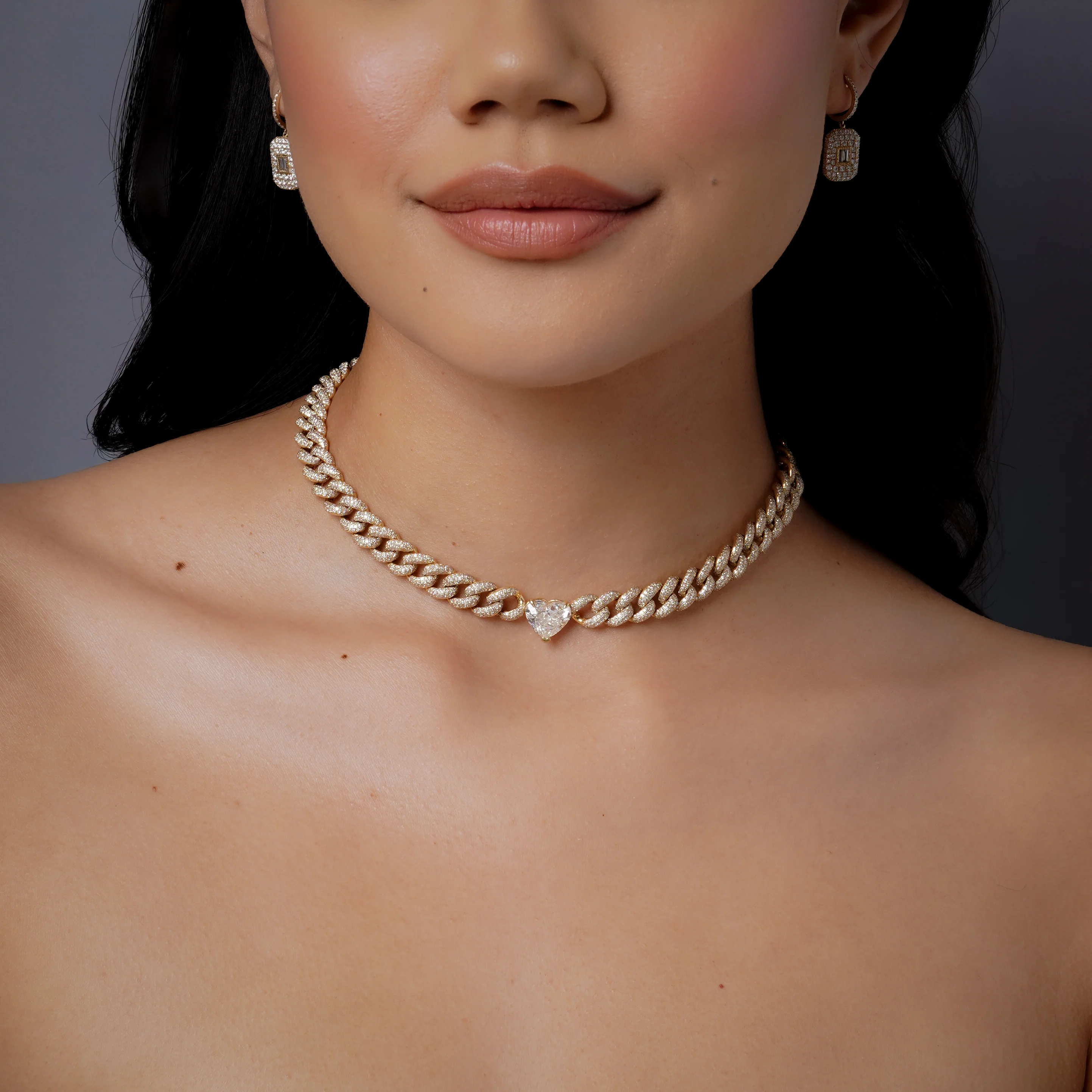 GRAND DIAMOND HEART LINK NECKLACE