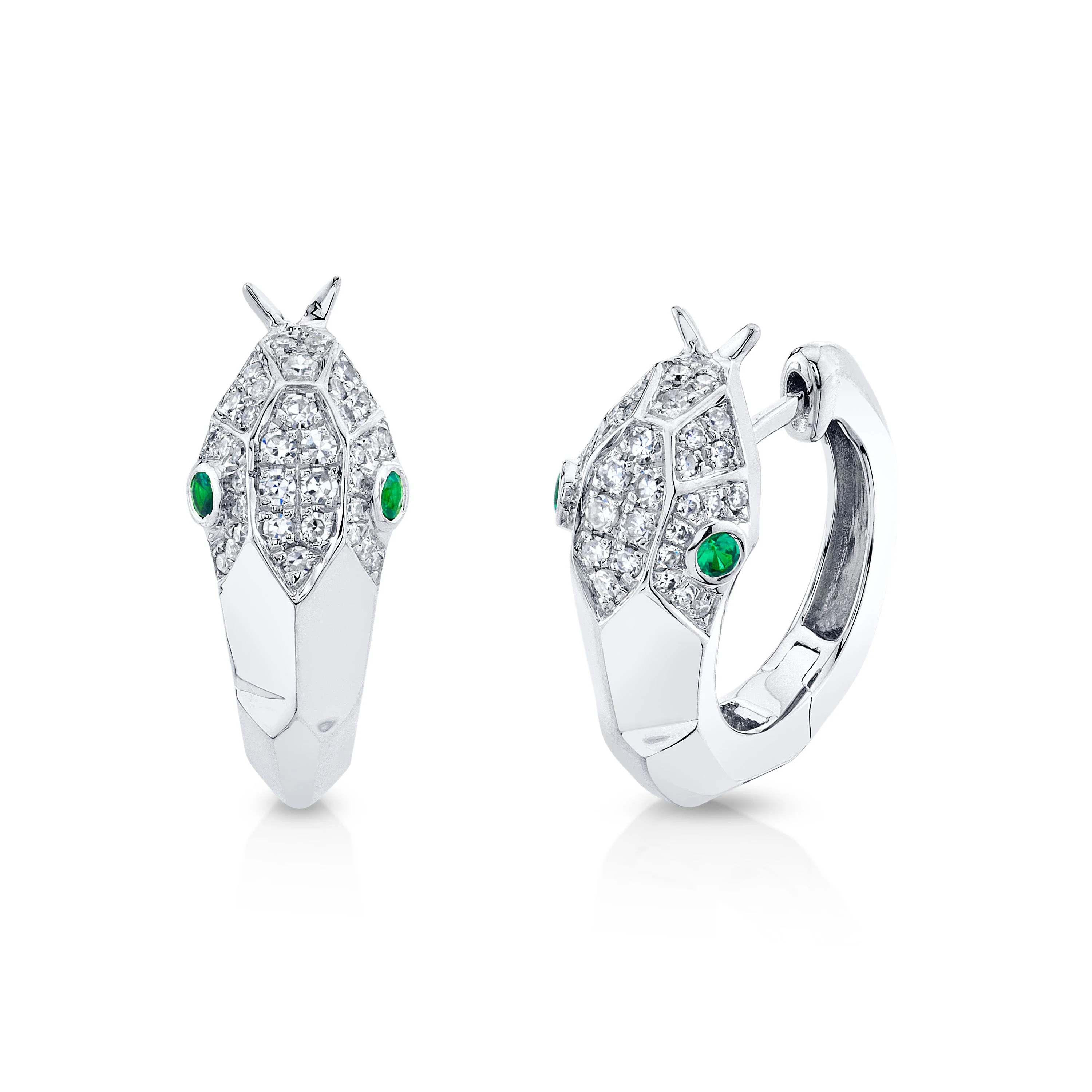 DIAMOND & GREEN GARNET SNAKE HUGGIES - Image 3