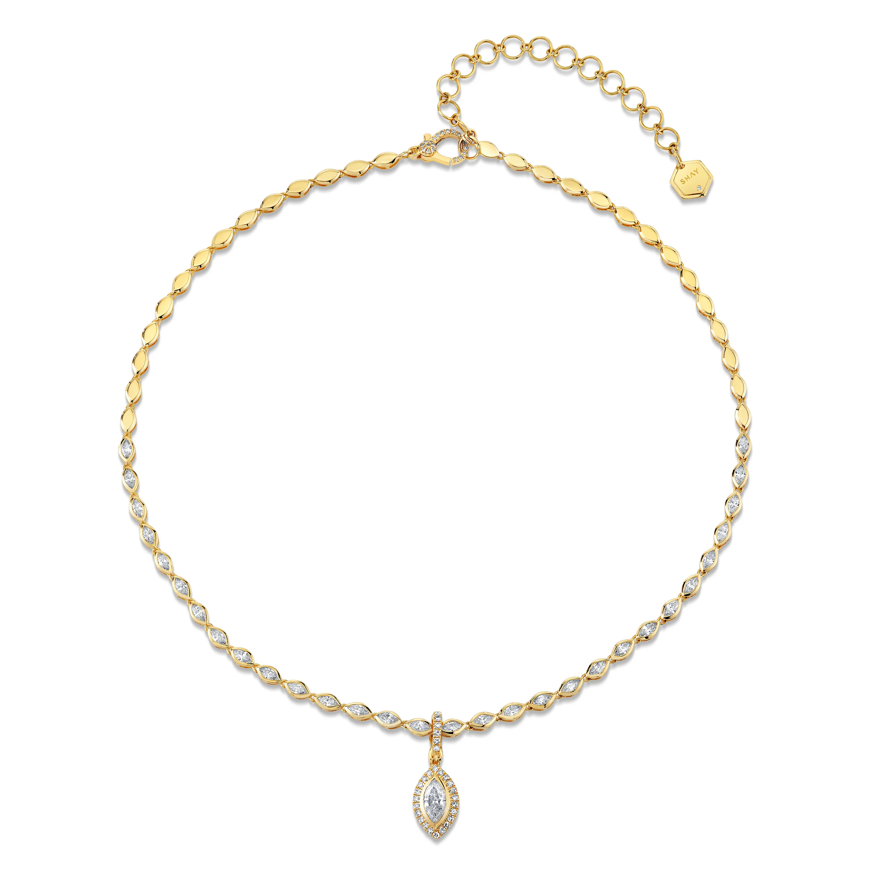 DIAMOND HALO MARQUISE CLIP NECKLACE