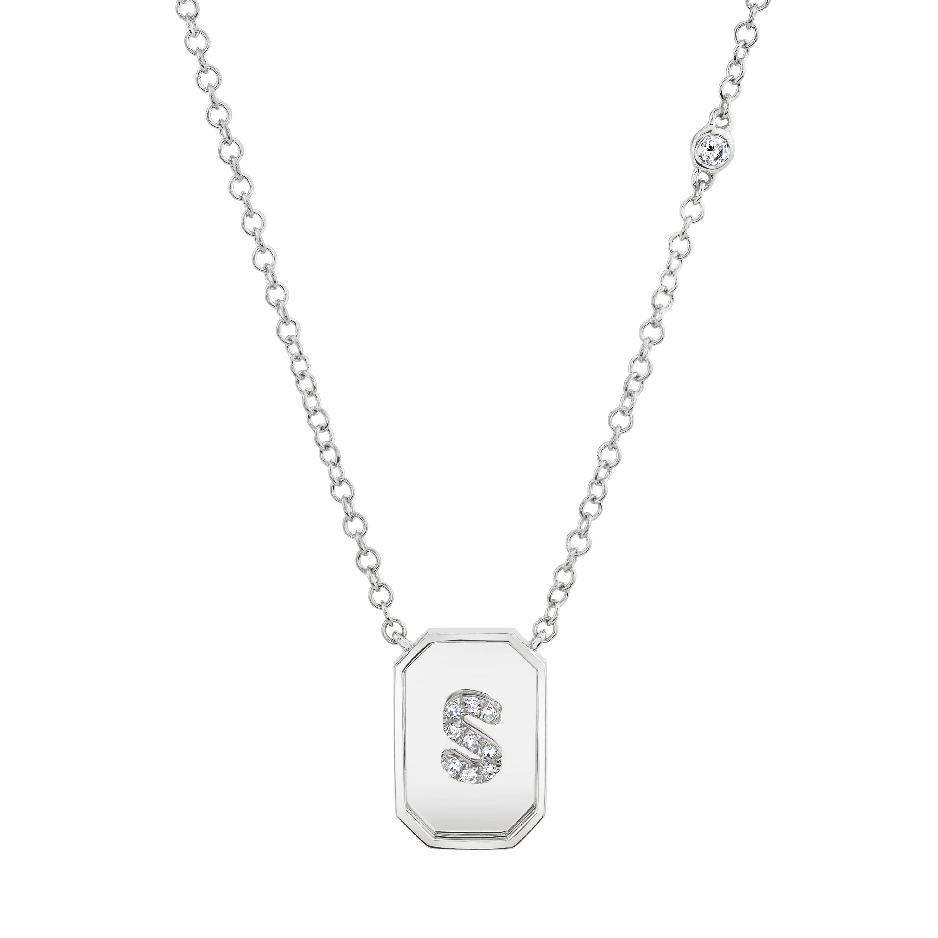 DIAMOND INITIAL BABY NAMEPLATE NECKLACE - Image 3