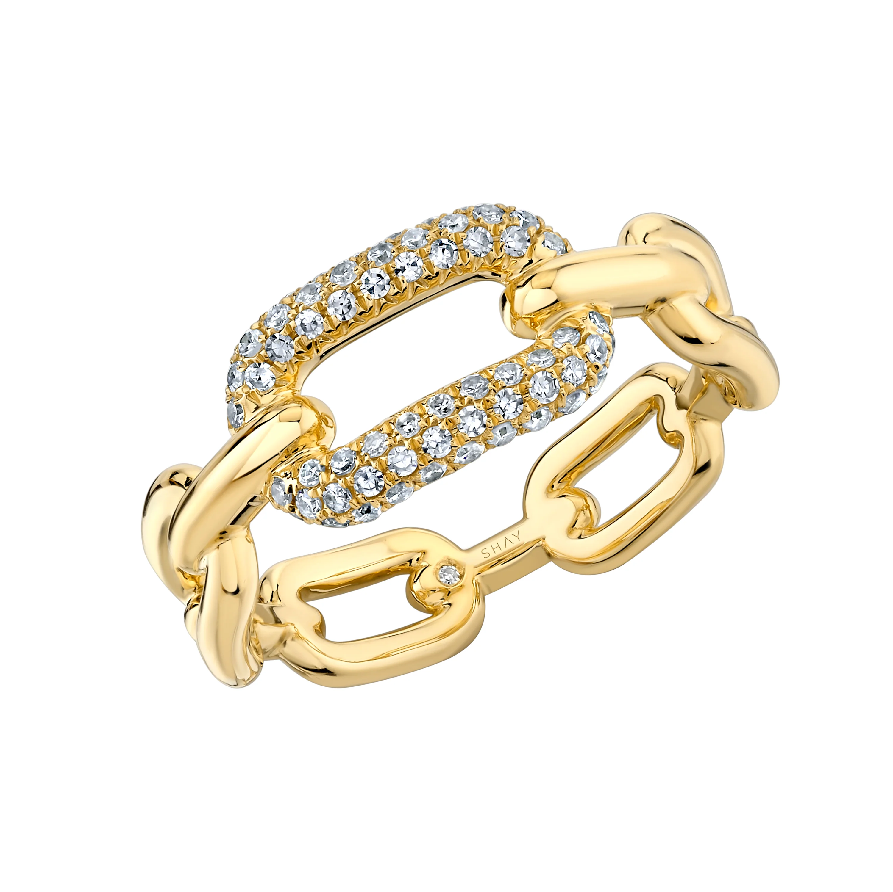 DIAMOND PARTIAL PAVE MINI CABLE LINK RING - Image 3