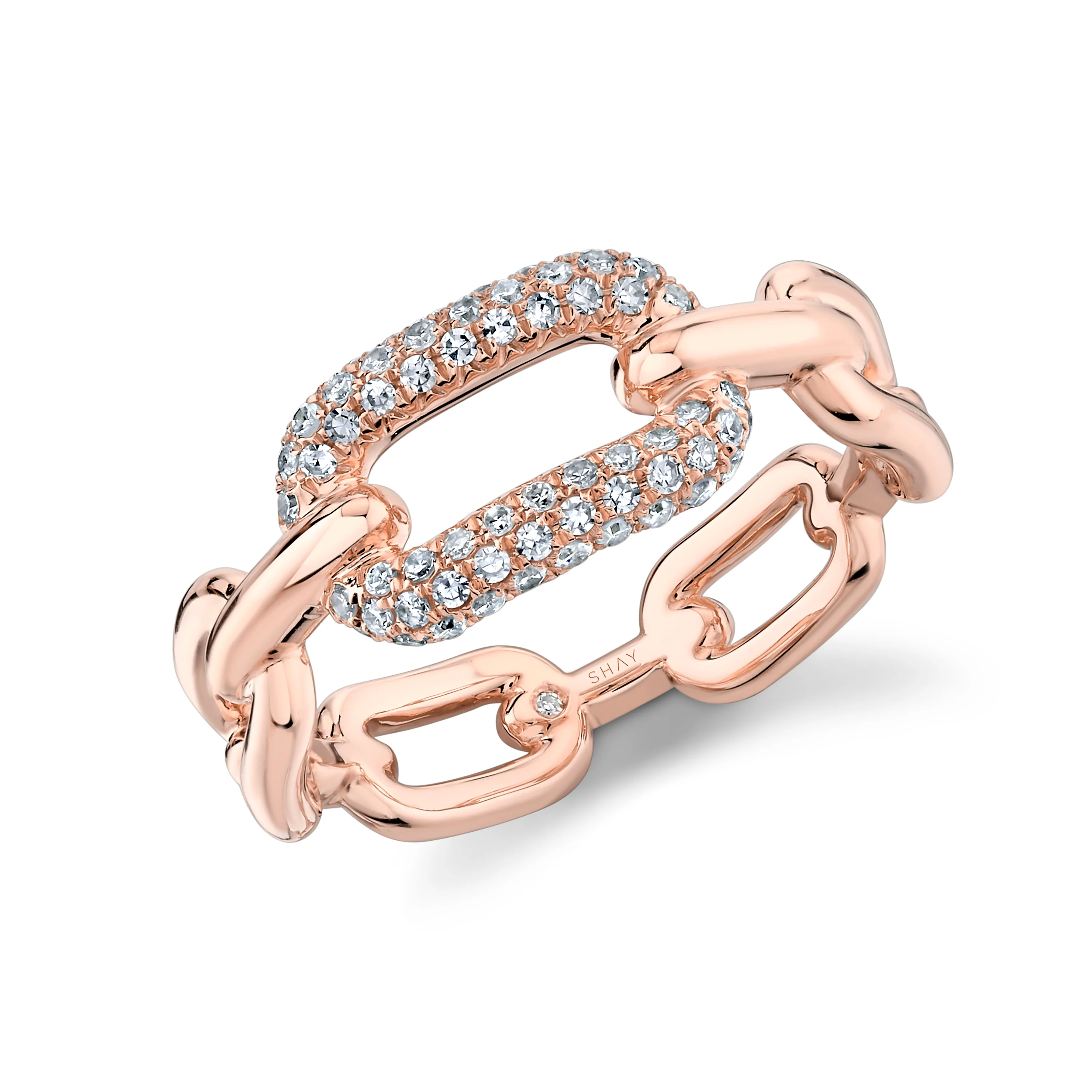 DIAMOND PARTIAL PAVE MINI CABLE LINK RING - Image 4