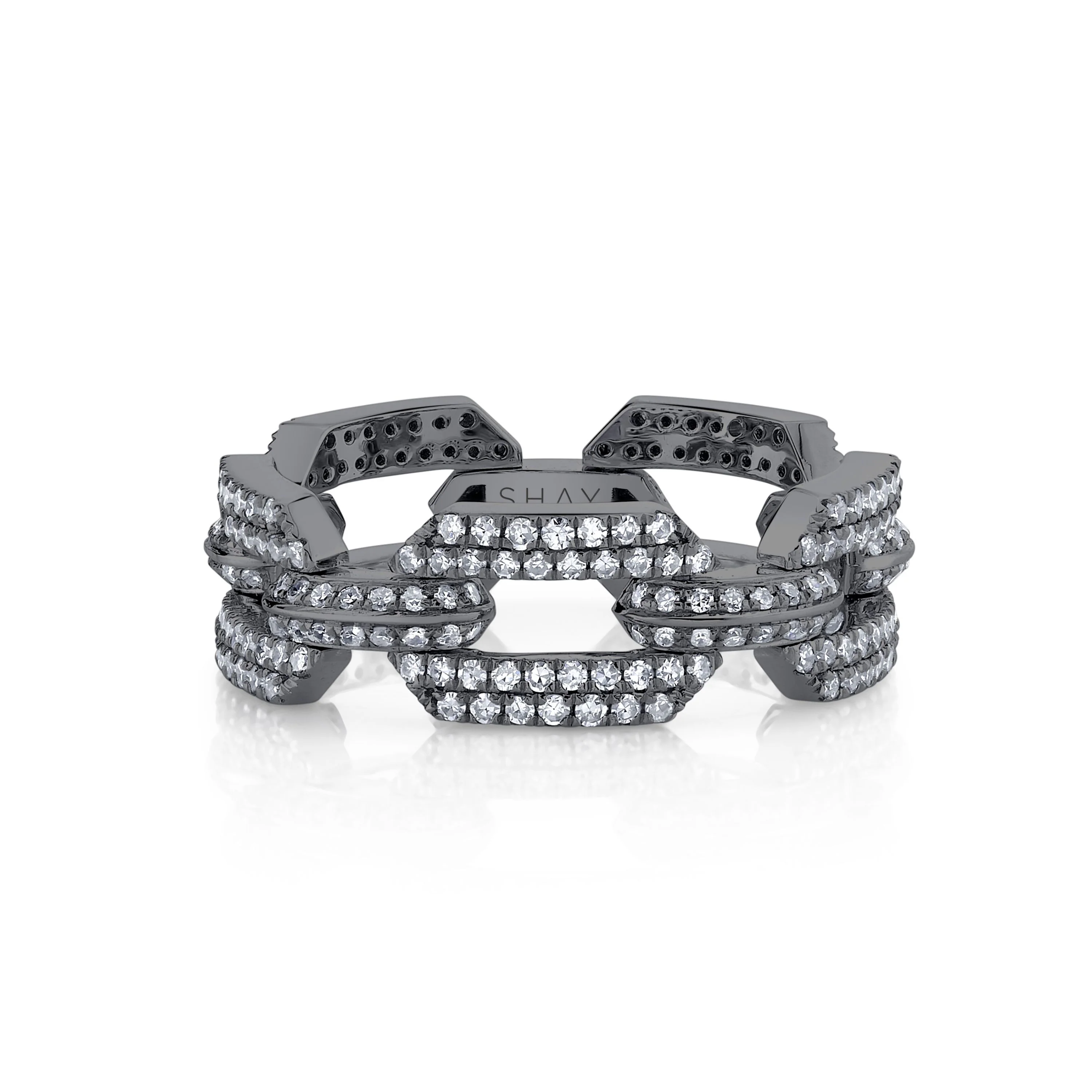 DIAMOND PAVE DOME FLAT LINK RING - Image 5