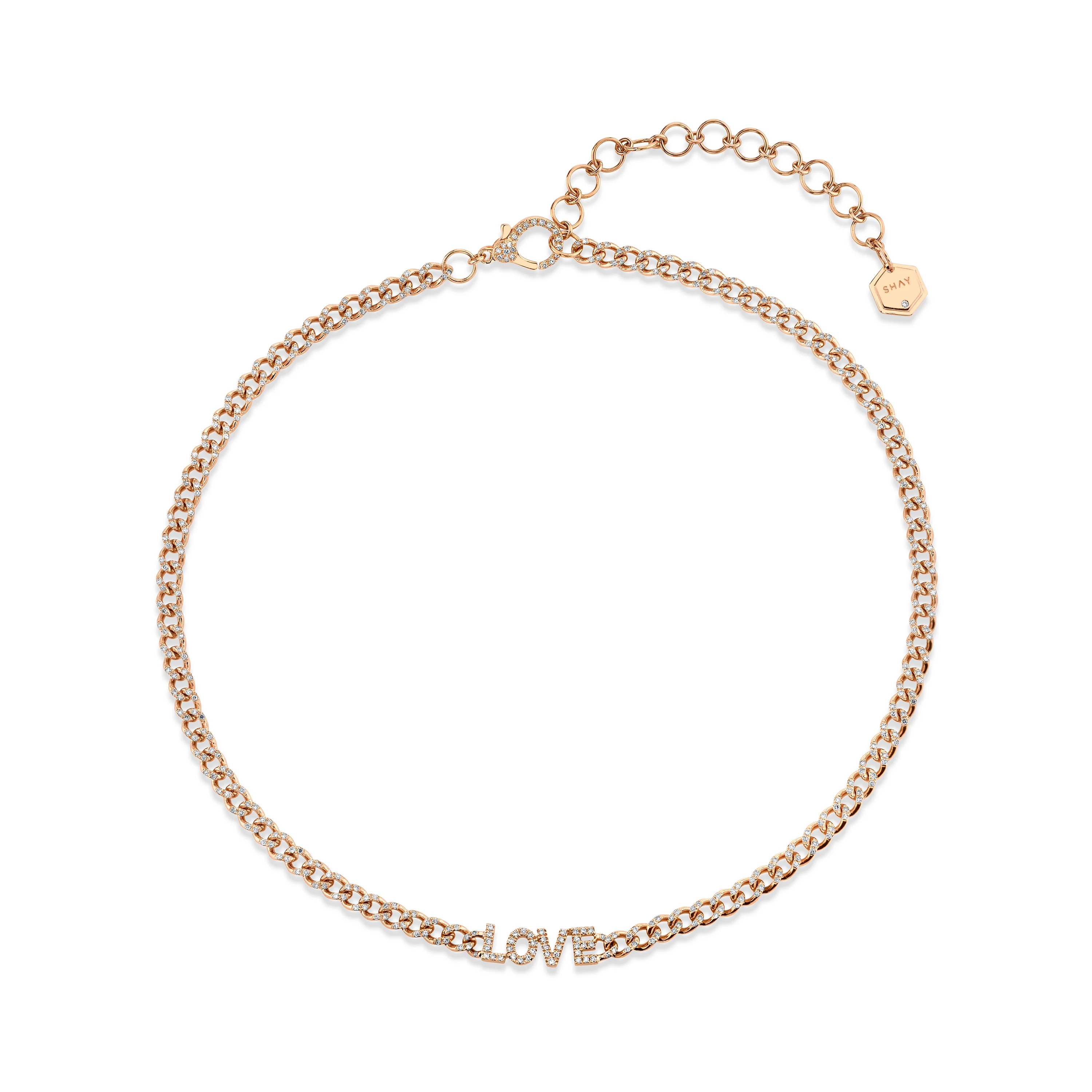 MINI ME DIAMOND PAVE "LOVE" BABY LINK NECKLACE - Image 3