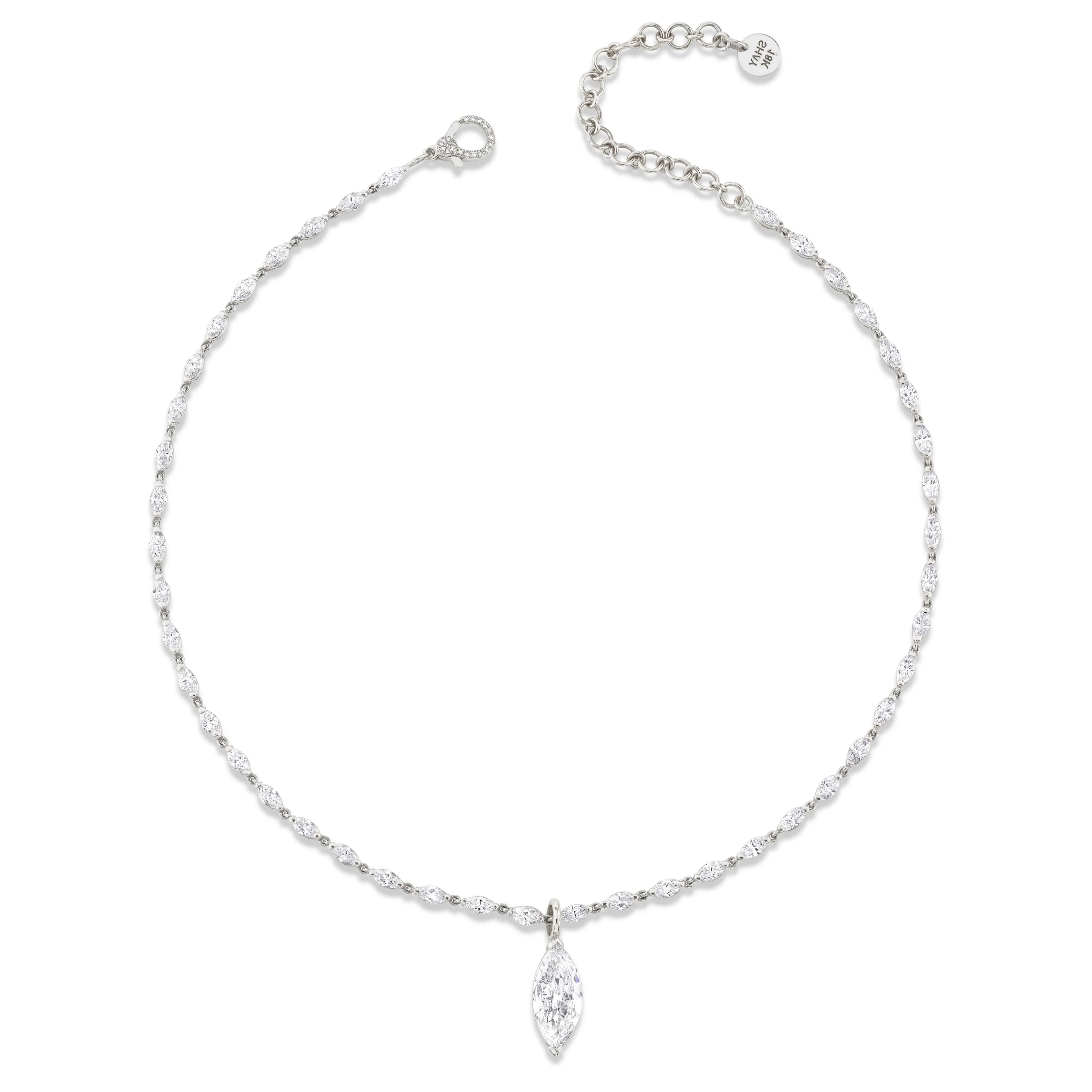 DIAMOND MARQUISE DROP STATION NECKLACE