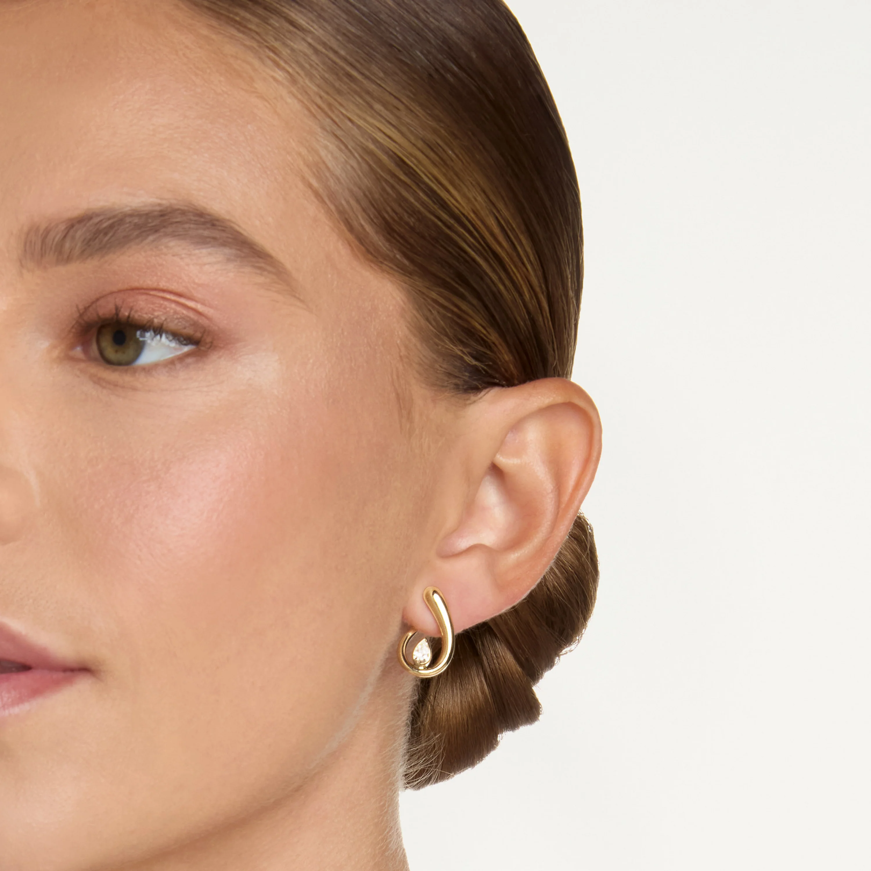 DIAMOND PEAR LOOP EARRINGS - Image 2