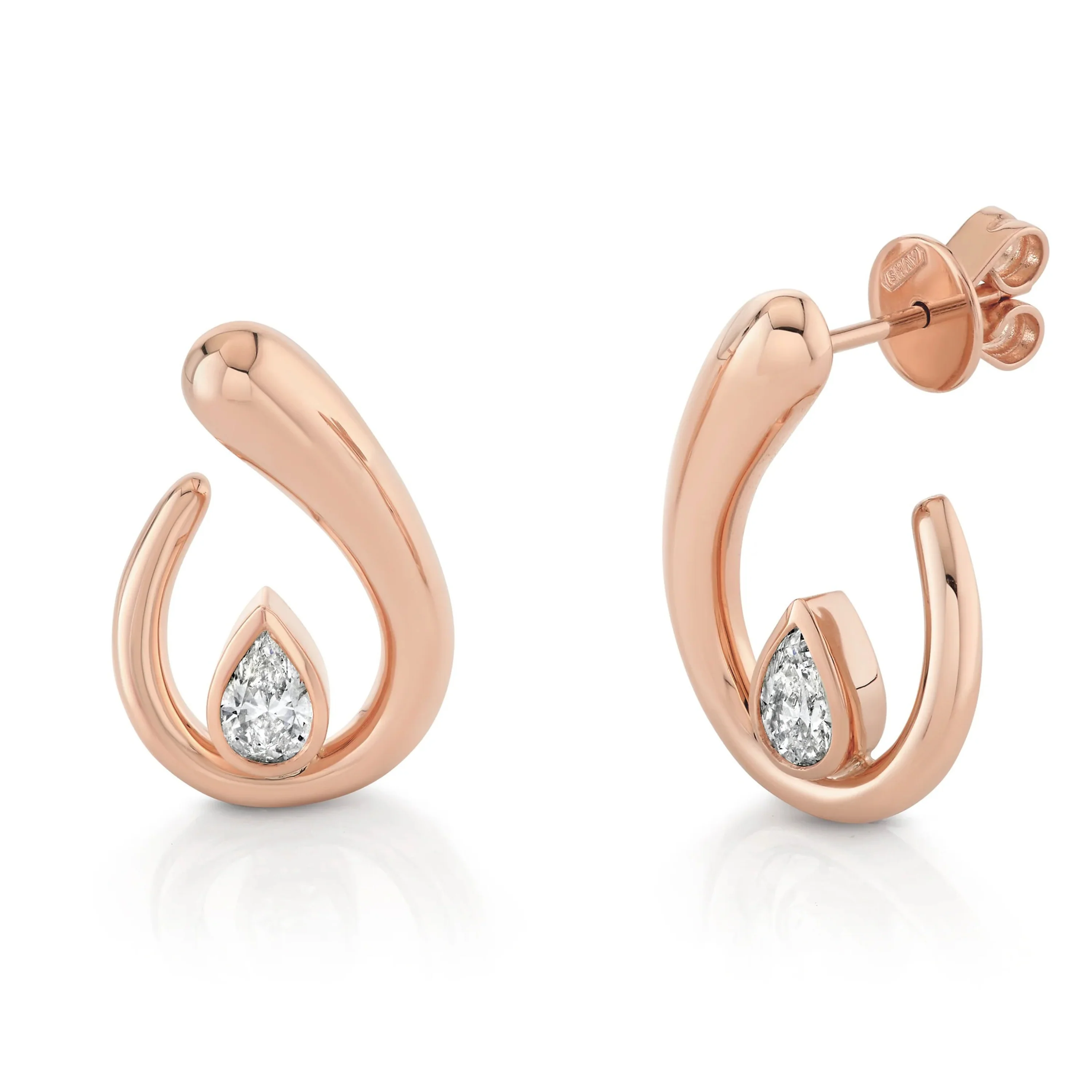 DIAMOND PEAR LOOP EARRINGS - Image 4