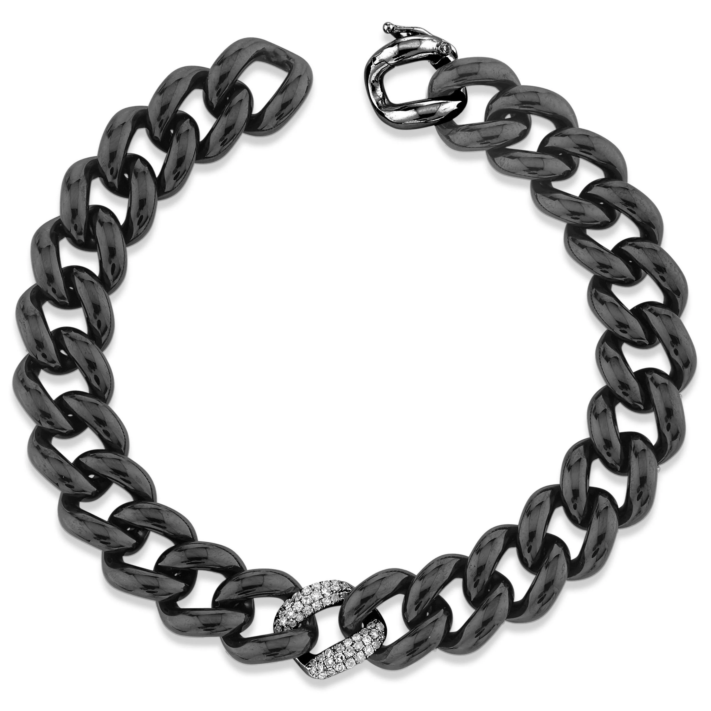 DIAMOND SINGLE PAVE & BLACK CERAMIC ESSENTIAL LINK BRACELET - Image 3