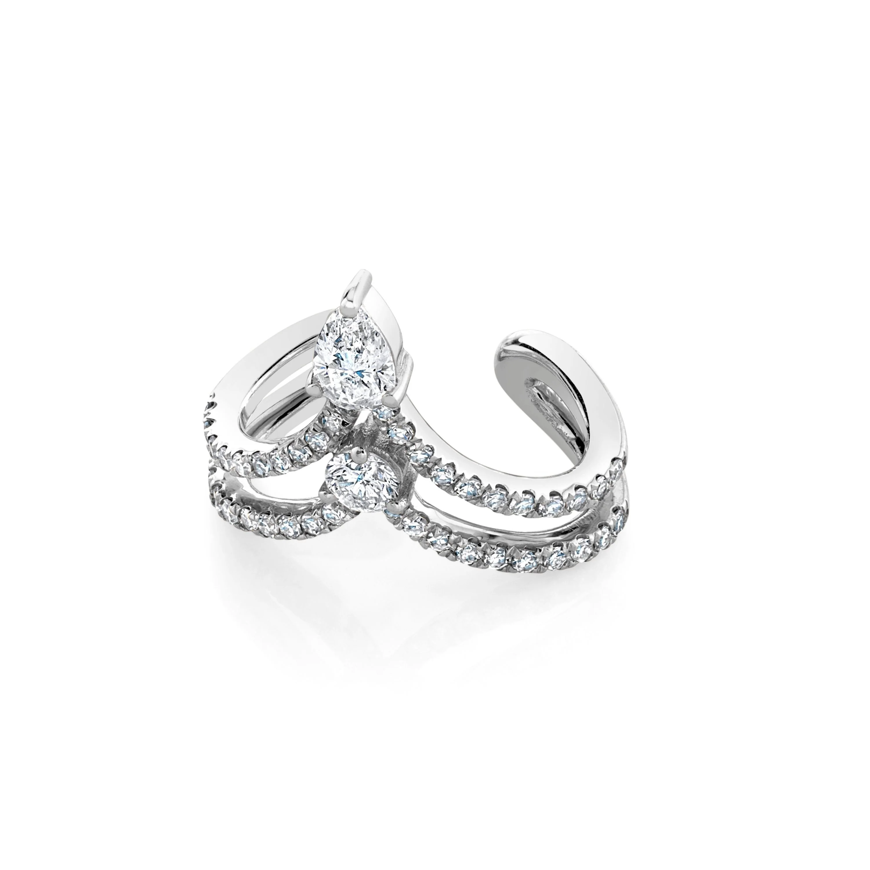 DIAMOND STACKED CHEVRON EAR CUFF