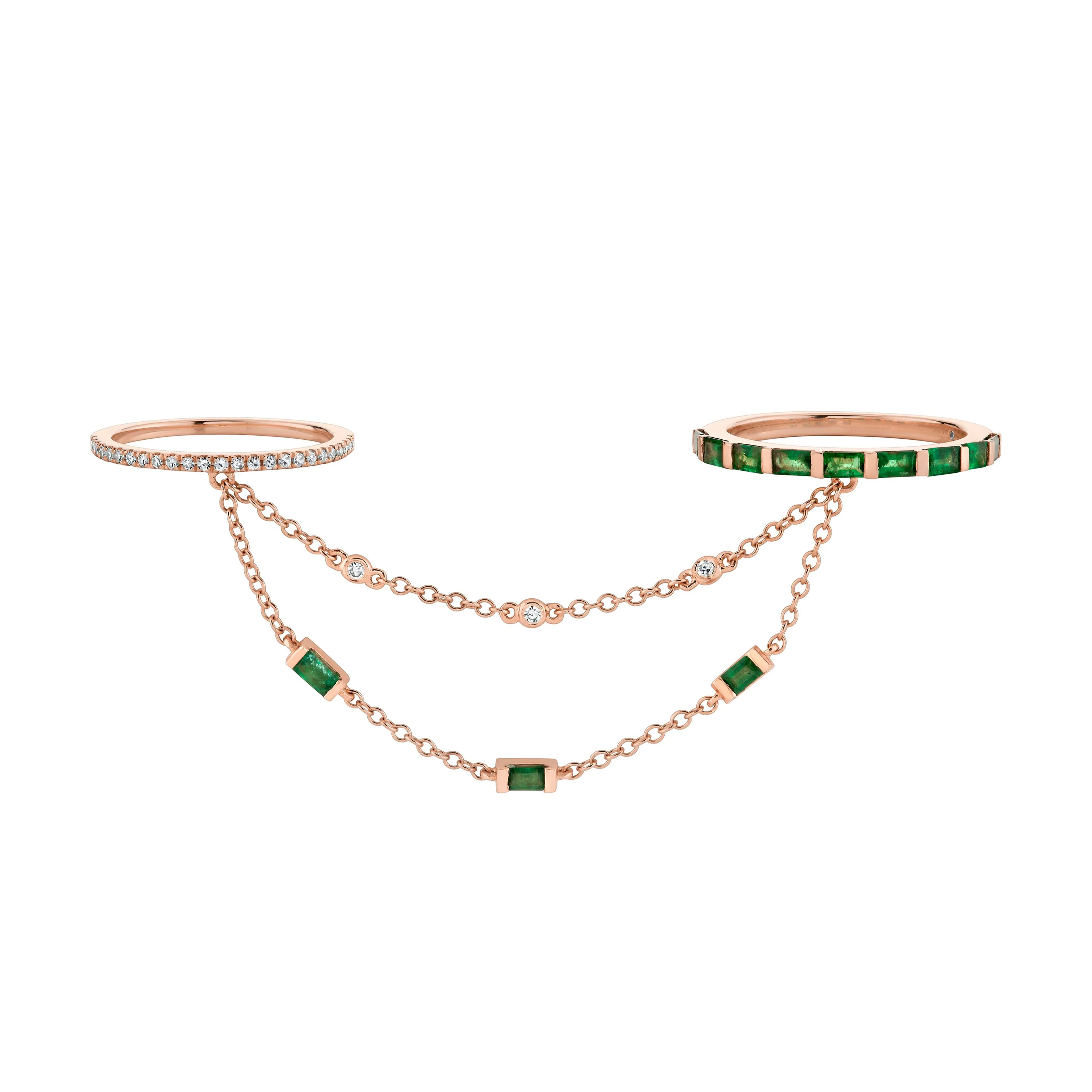 EMERALD CASCADE CHAIN RING - Image 3