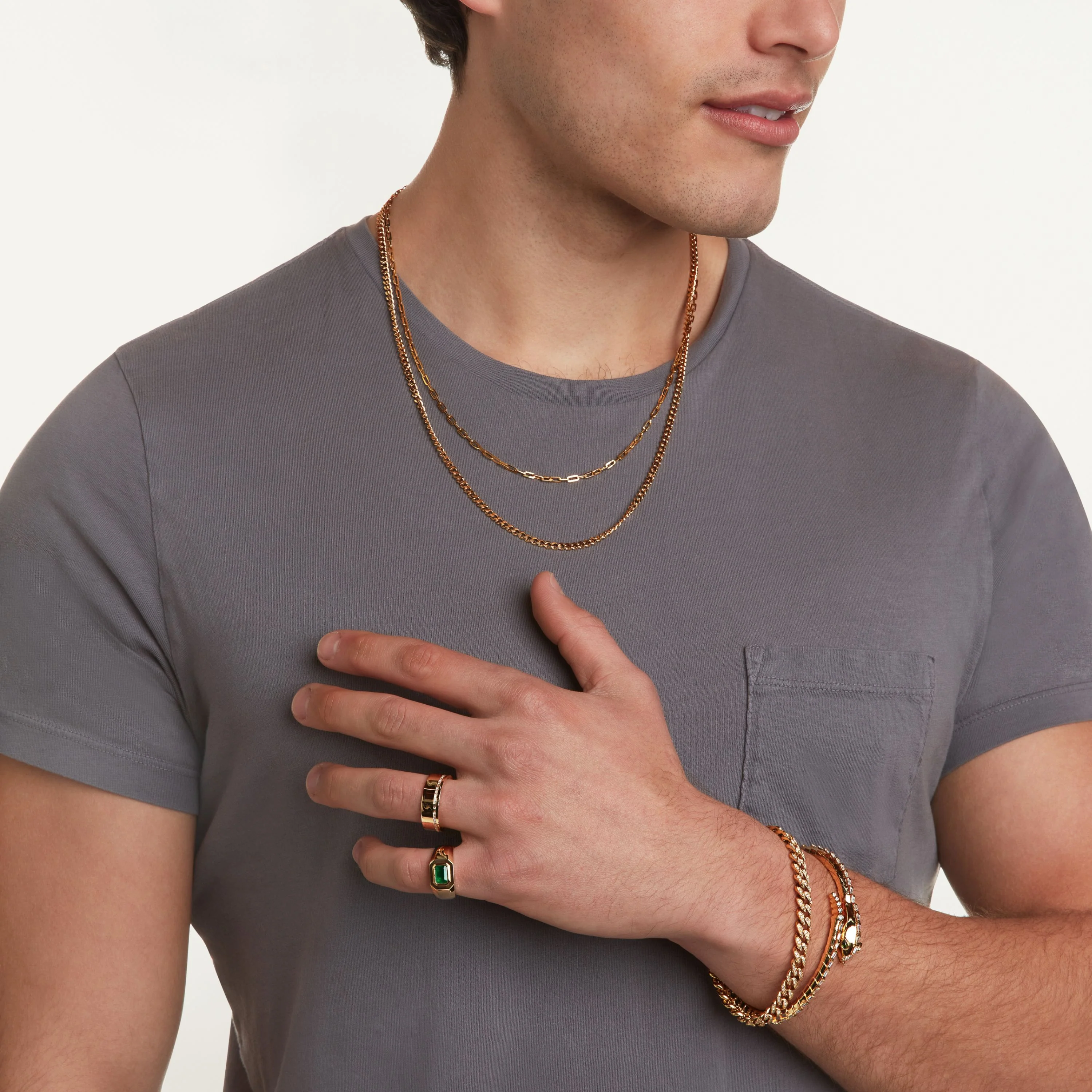 MEN'S EMERALD CHAMPION PINKY RING - Image 2