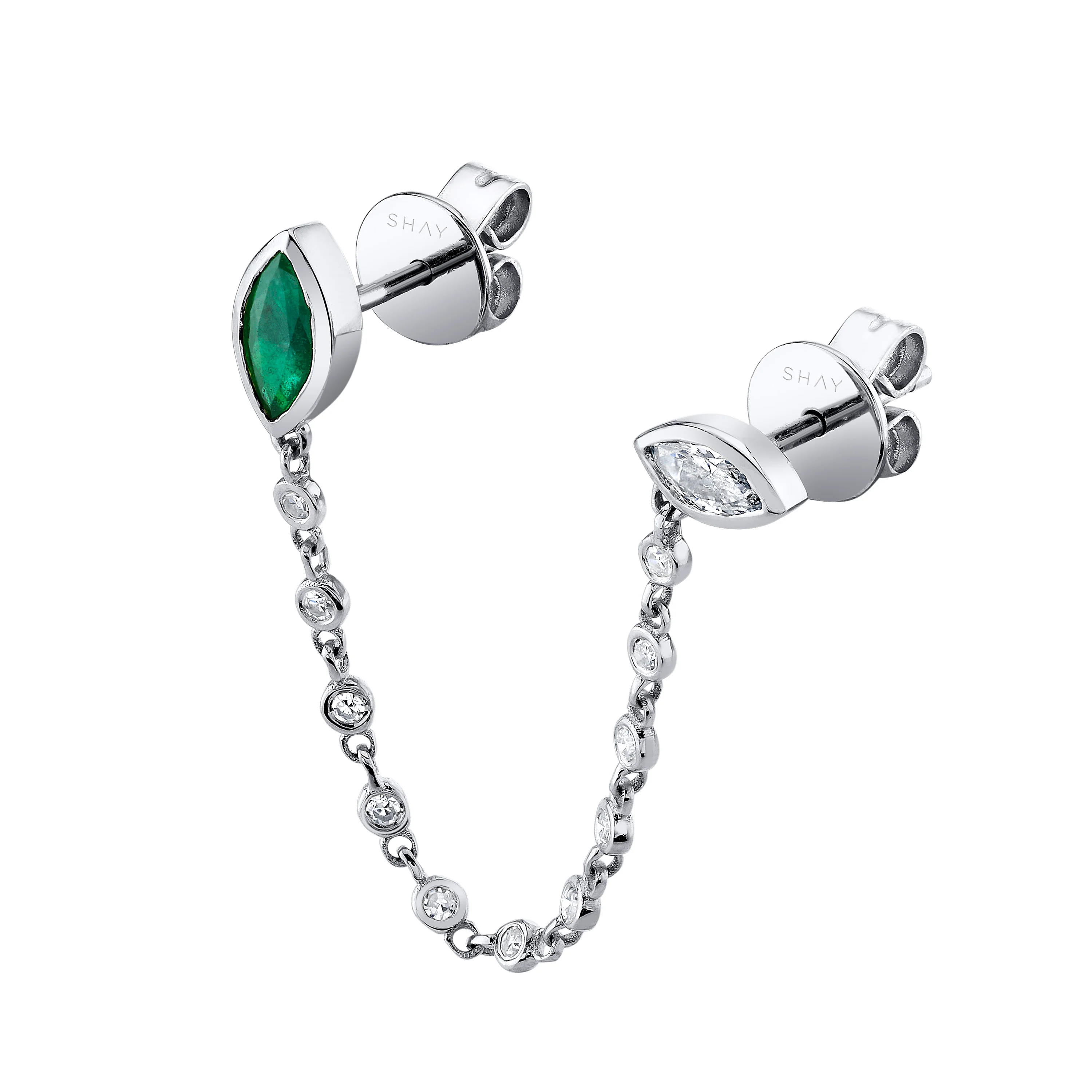 EMERALD & DIAMOND DUO CHAIN STUD - Image 5