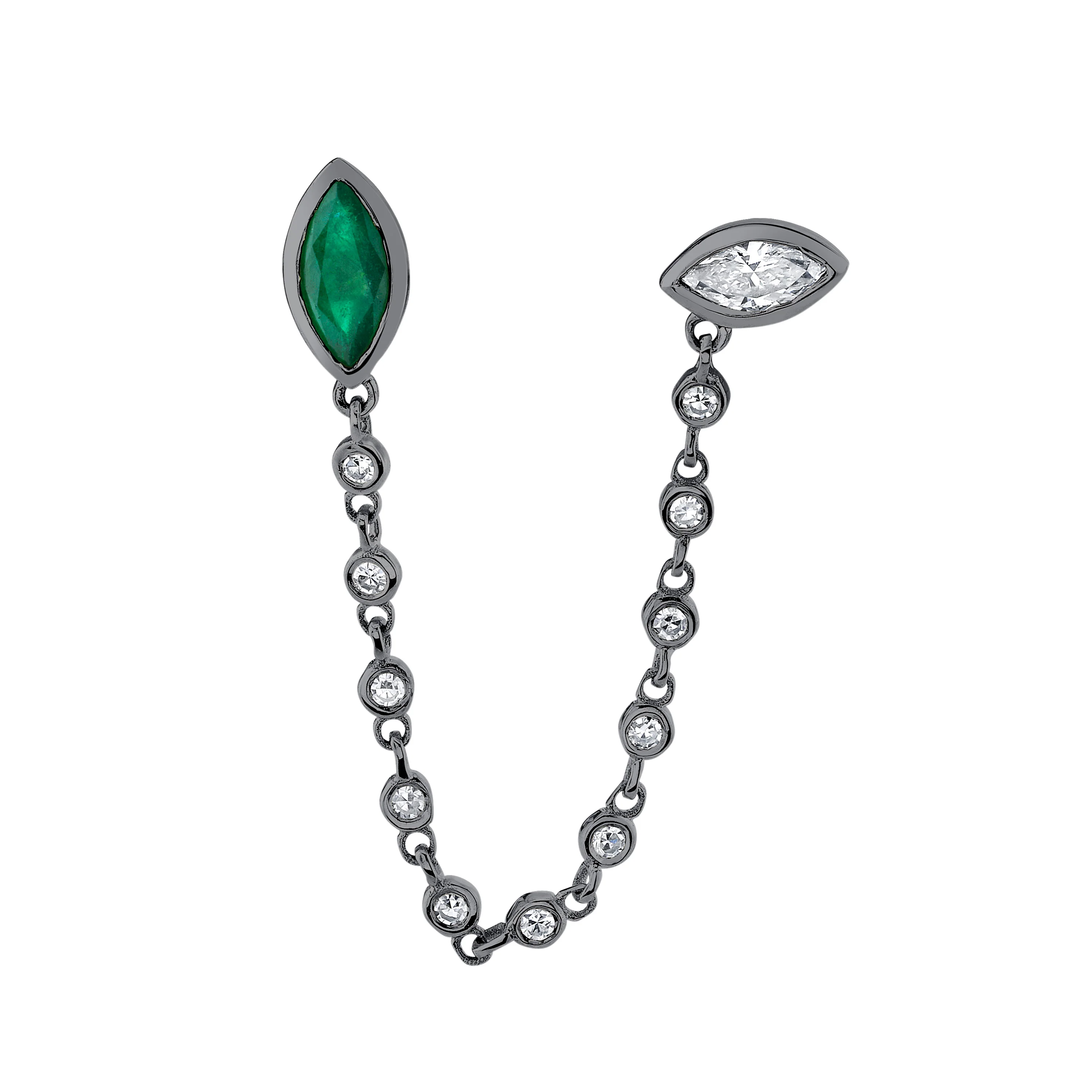 EMERALD & DIAMOND DUO CHAIN STUD - Image 8