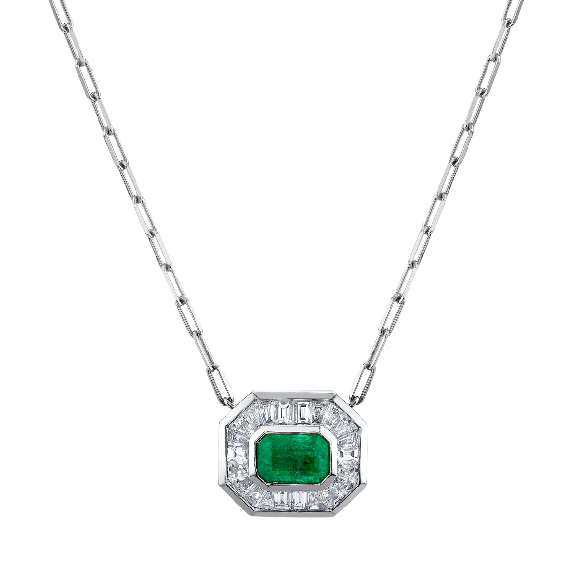 EMERALD & DIAMOND HALO NECKLACE - Image 3