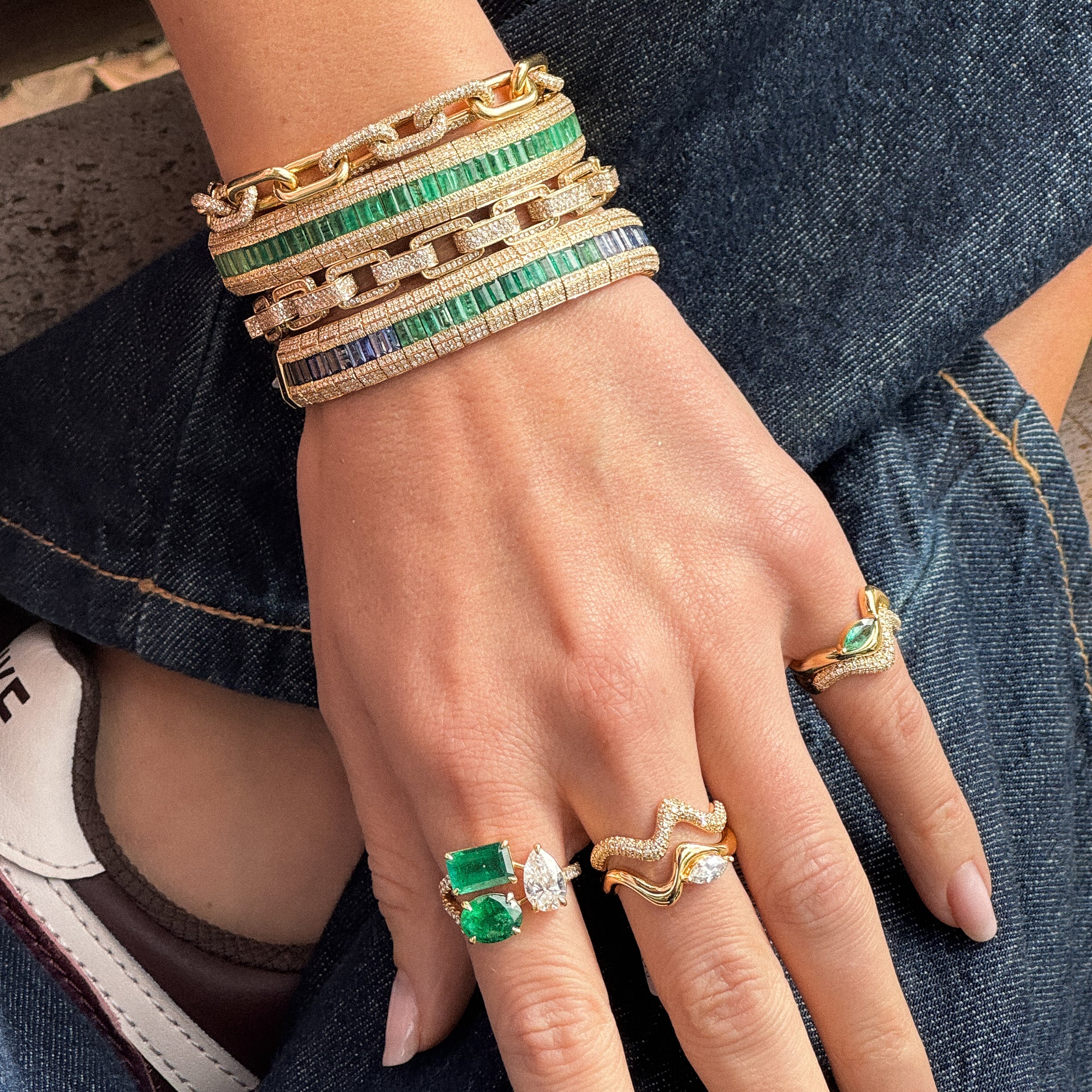 EMERALD & DIAMOND STRETCH BRACELET - Image 4