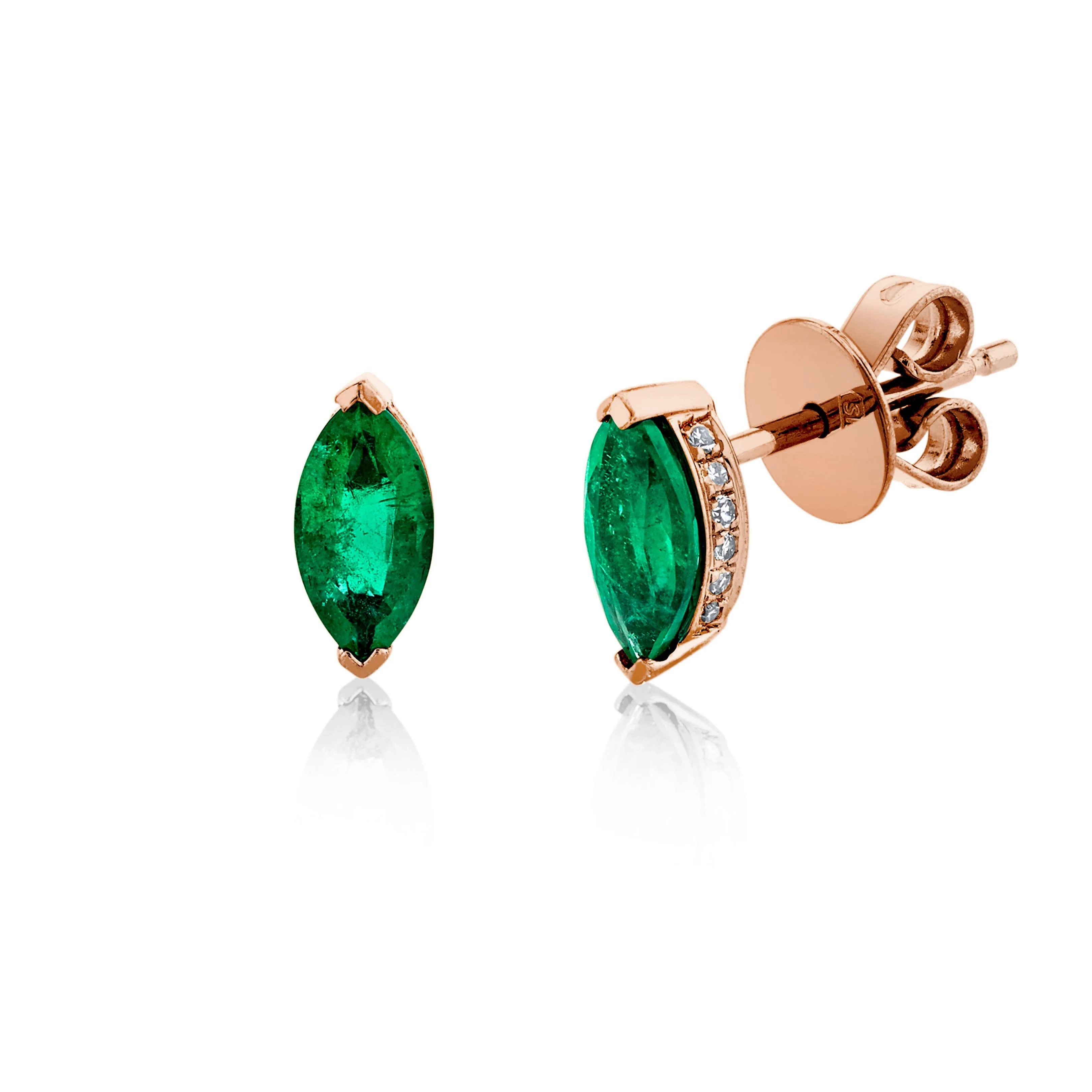 EMERALD MARQUISE HALO STUDS - Image 2