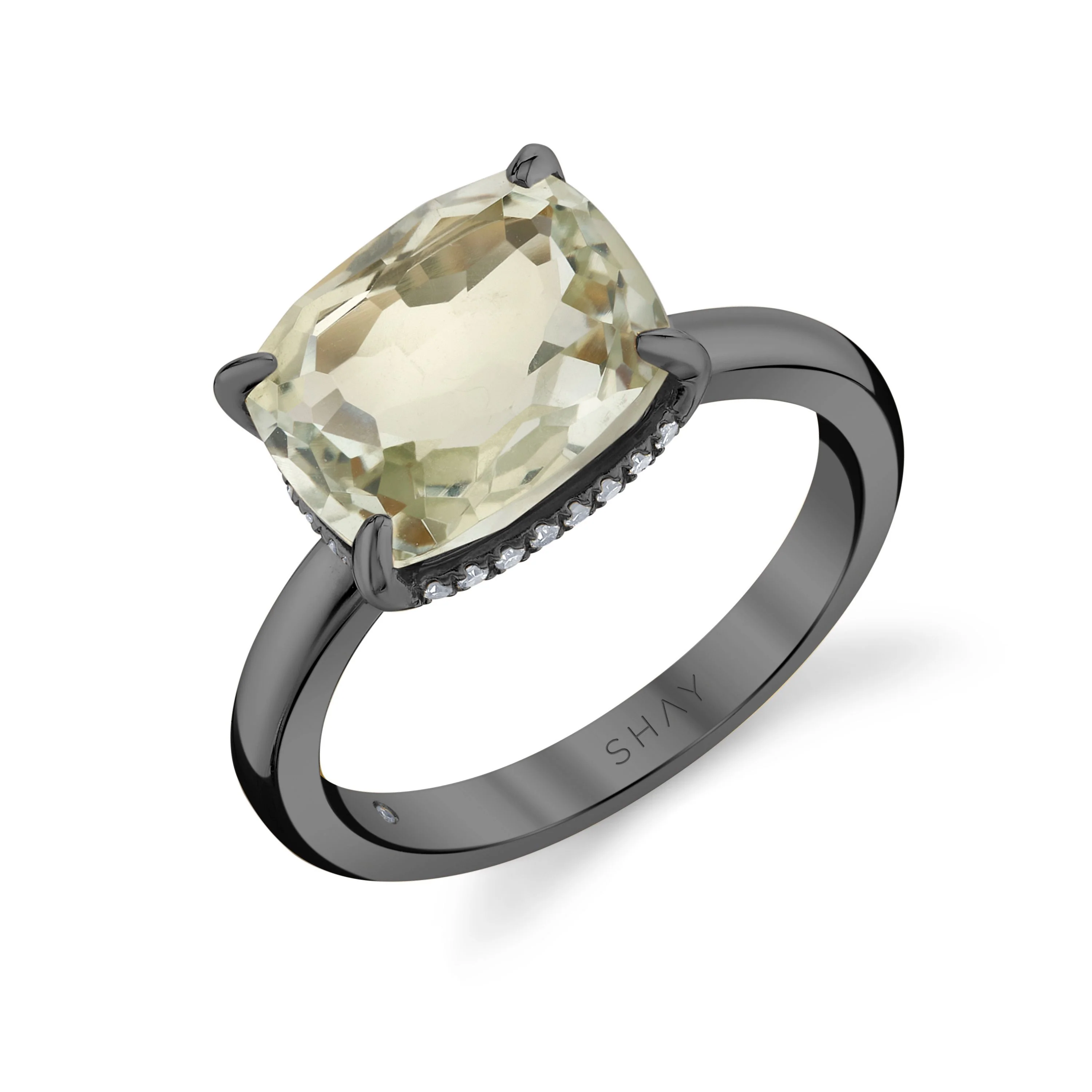 GREEN AMETHYST & DIAMOND GEM RING - Image 5