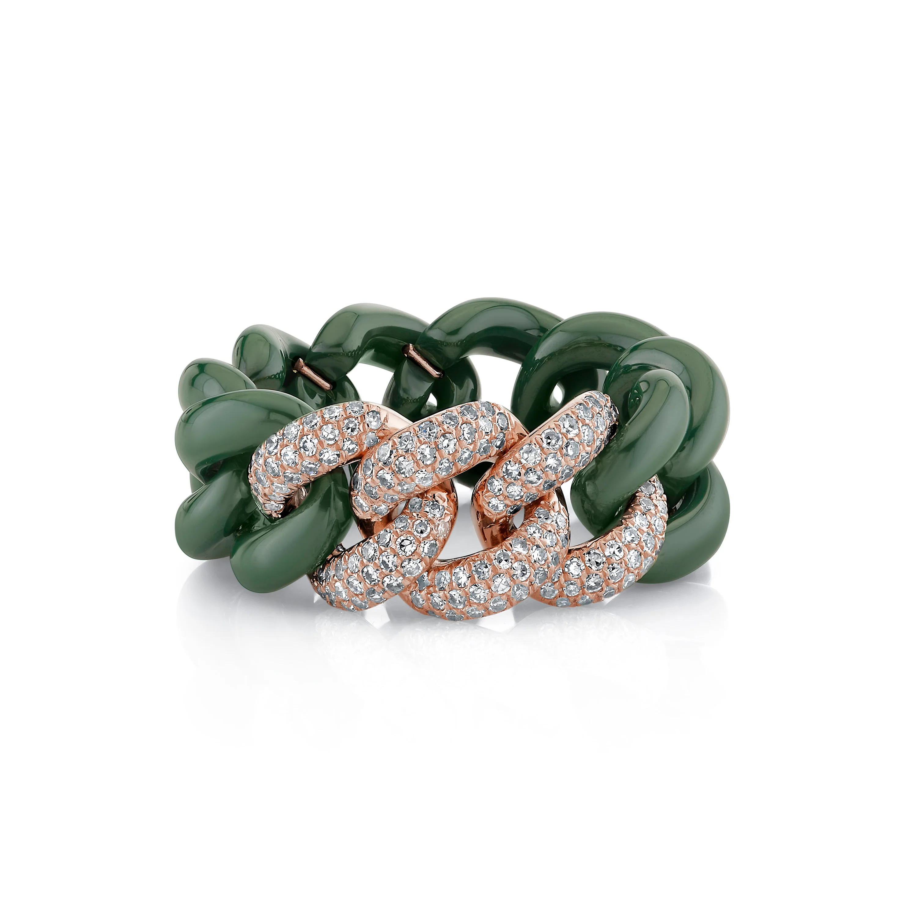 GREEN CERAMIC PAVE ESSENTIAL LINK RING - Image 4