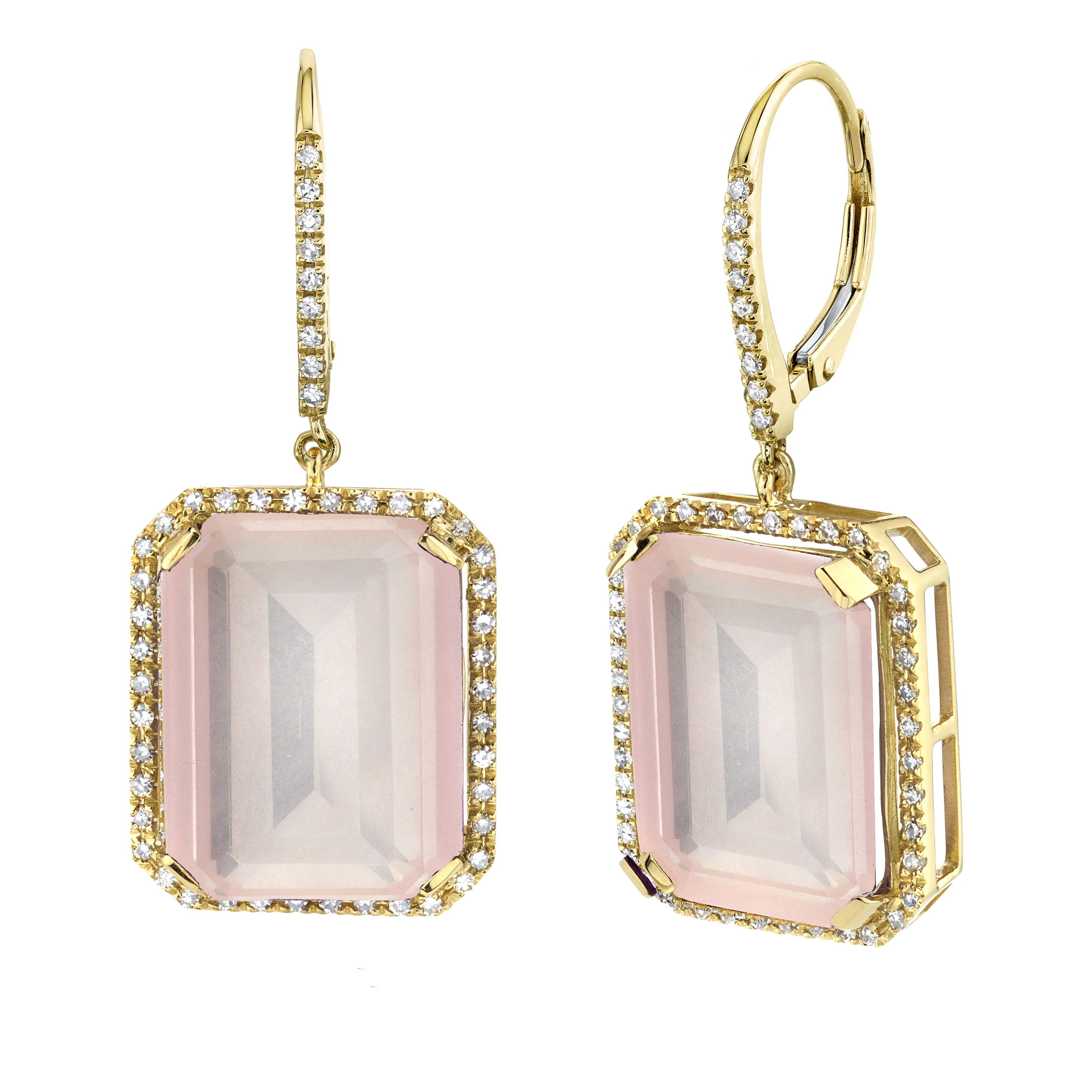 LIGHT PINK CRYSTAL & DIAMOND PORTRAIT EARRINGS - Image 4