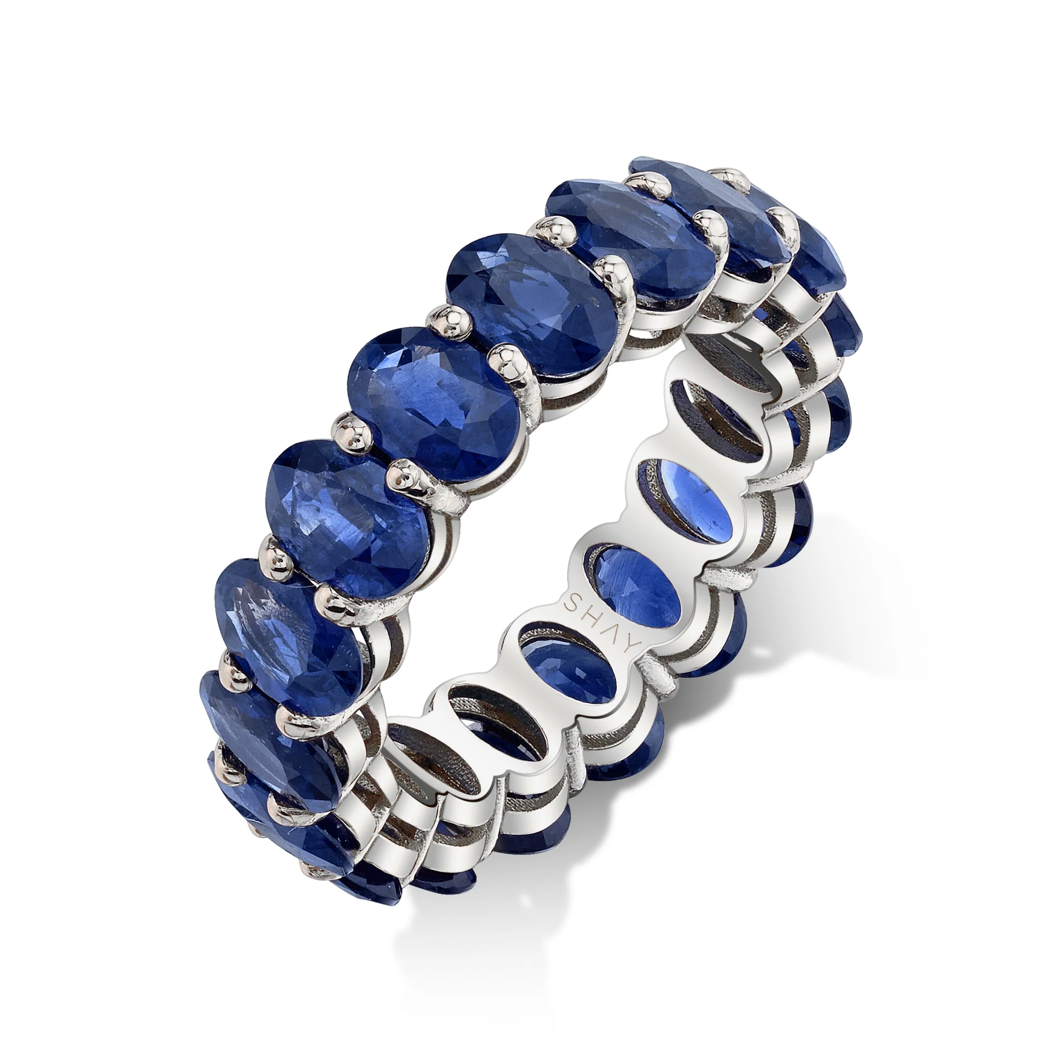 MEN'S BLUE SAPPHIRE OVAL ETERNITY BAND