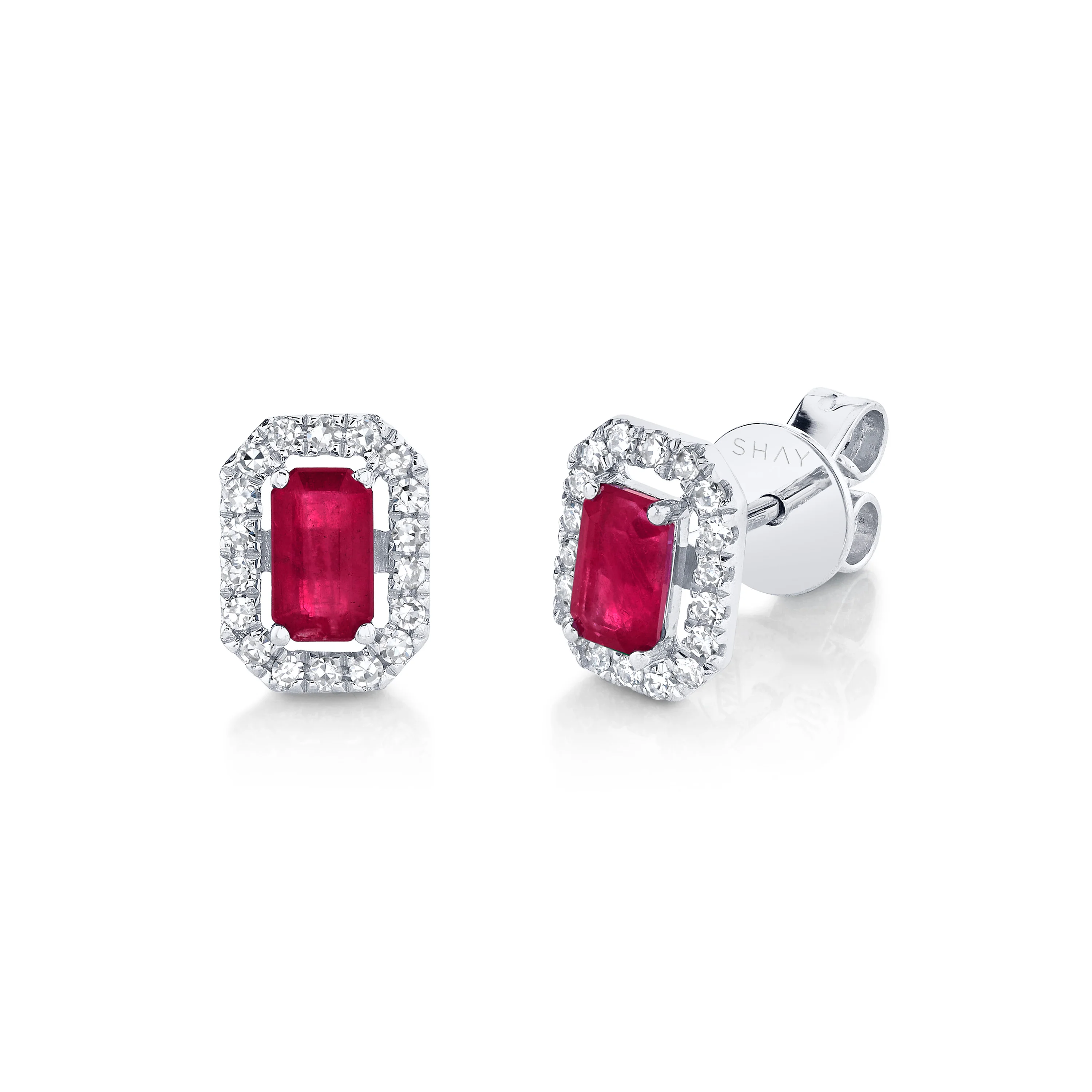 MINI ME DIAMOND HALO RUBY STUDS - Image 3