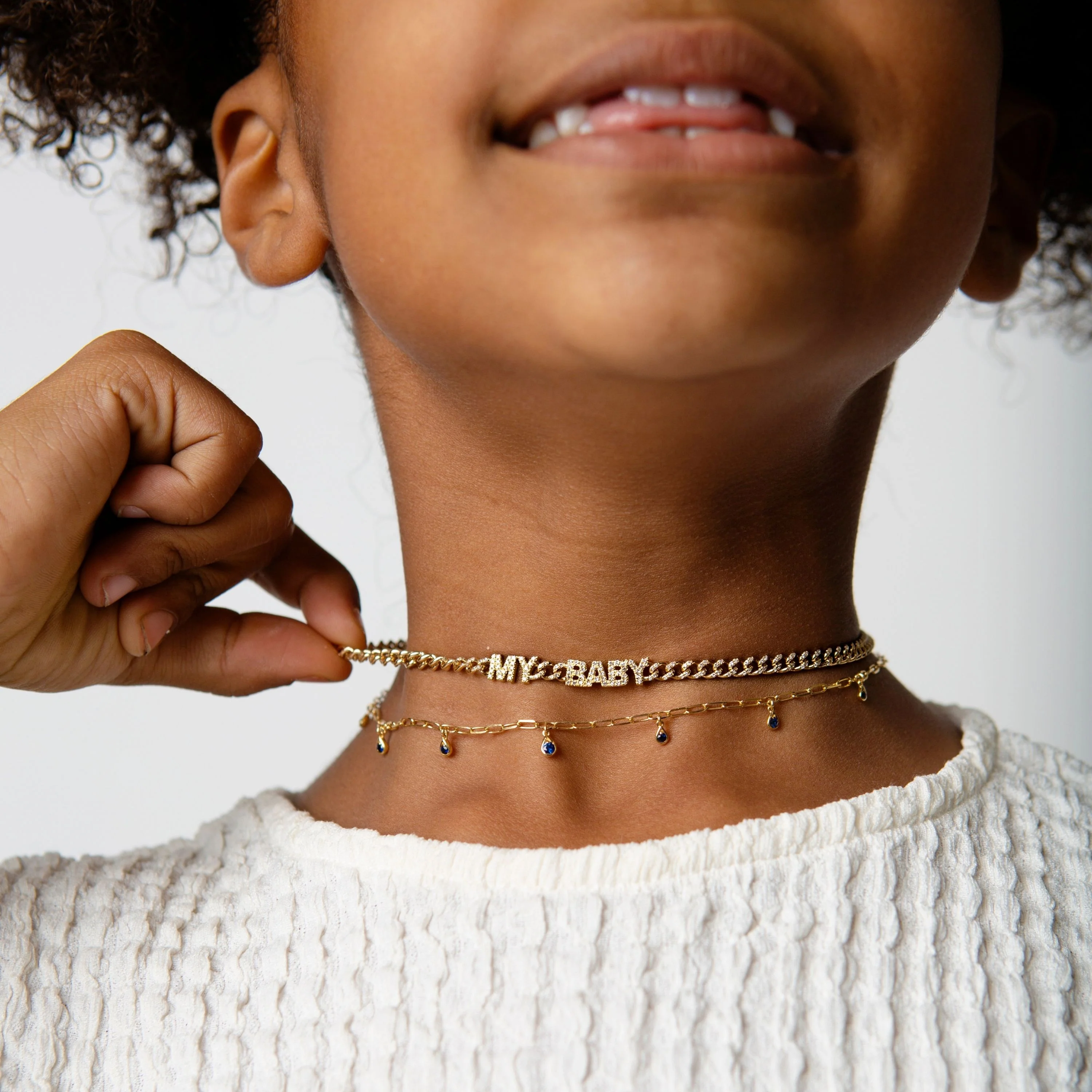 MINI ME DIAMOND PAVE "MY BABY" BABY LINK NECKLACE - Image 2