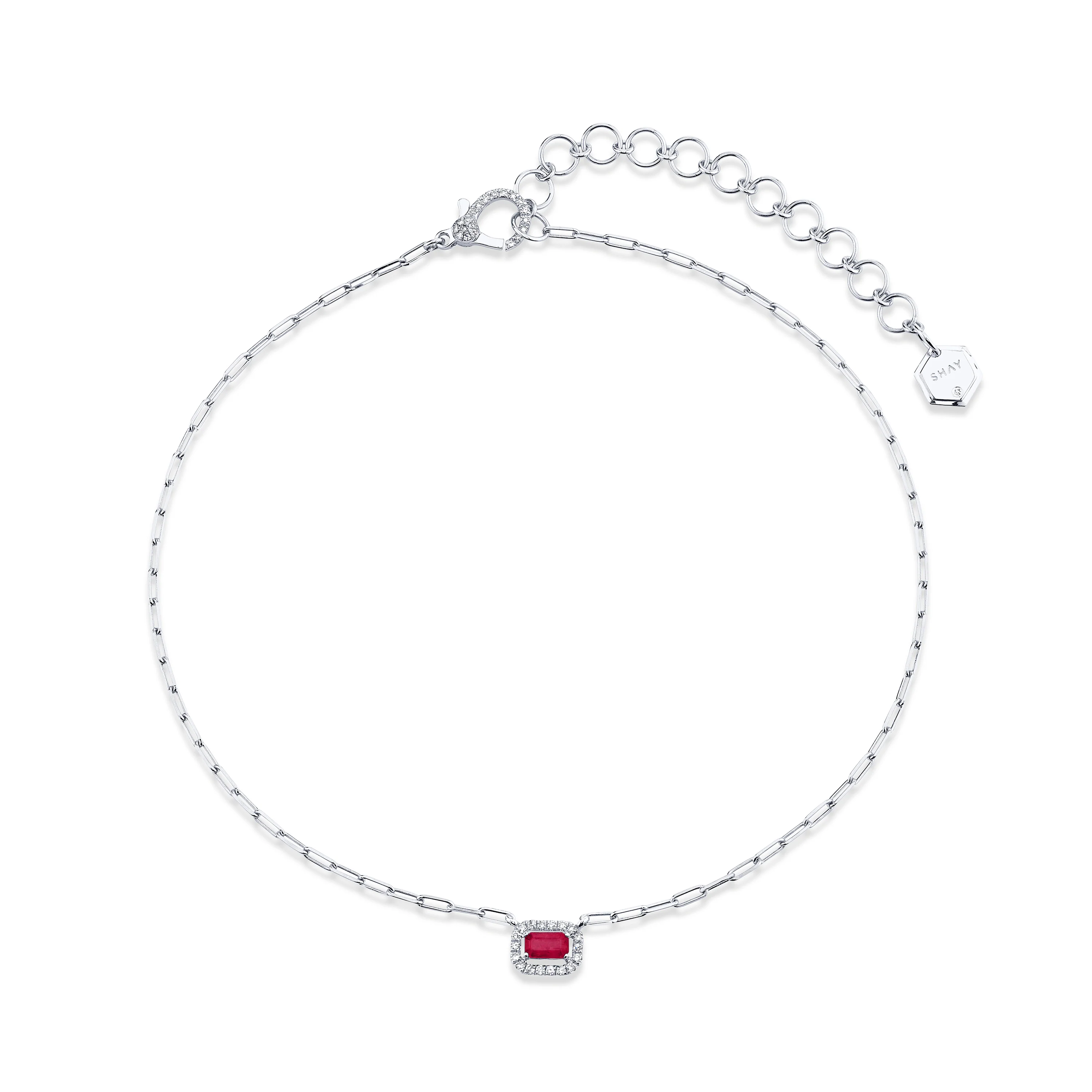 MINI ME DIAMOND & RUBY HALO DROP NECKLACE - Image 3