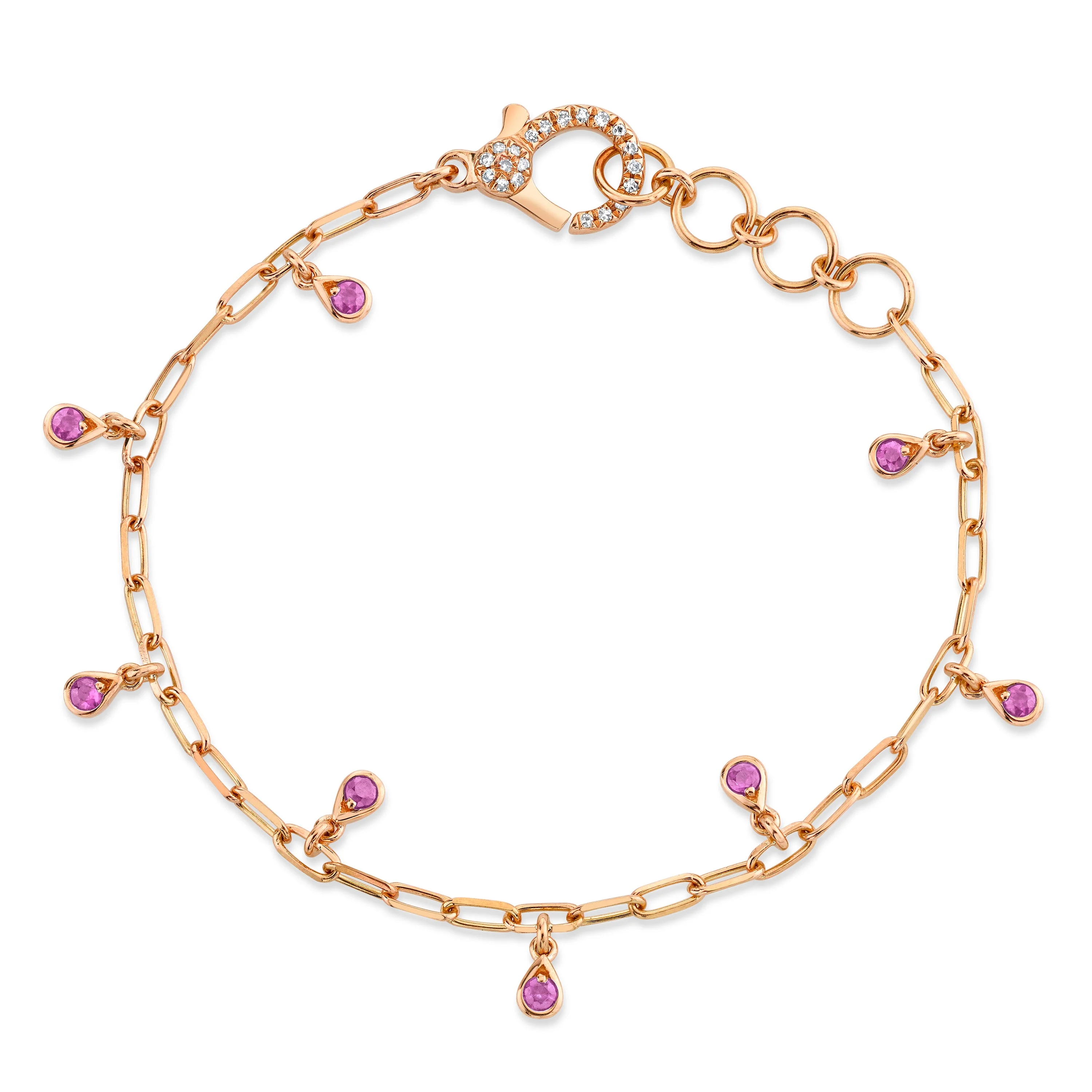 MINI ME PINK SAPPHIRE BABY DANGLE DROP BRACELET - Image 4