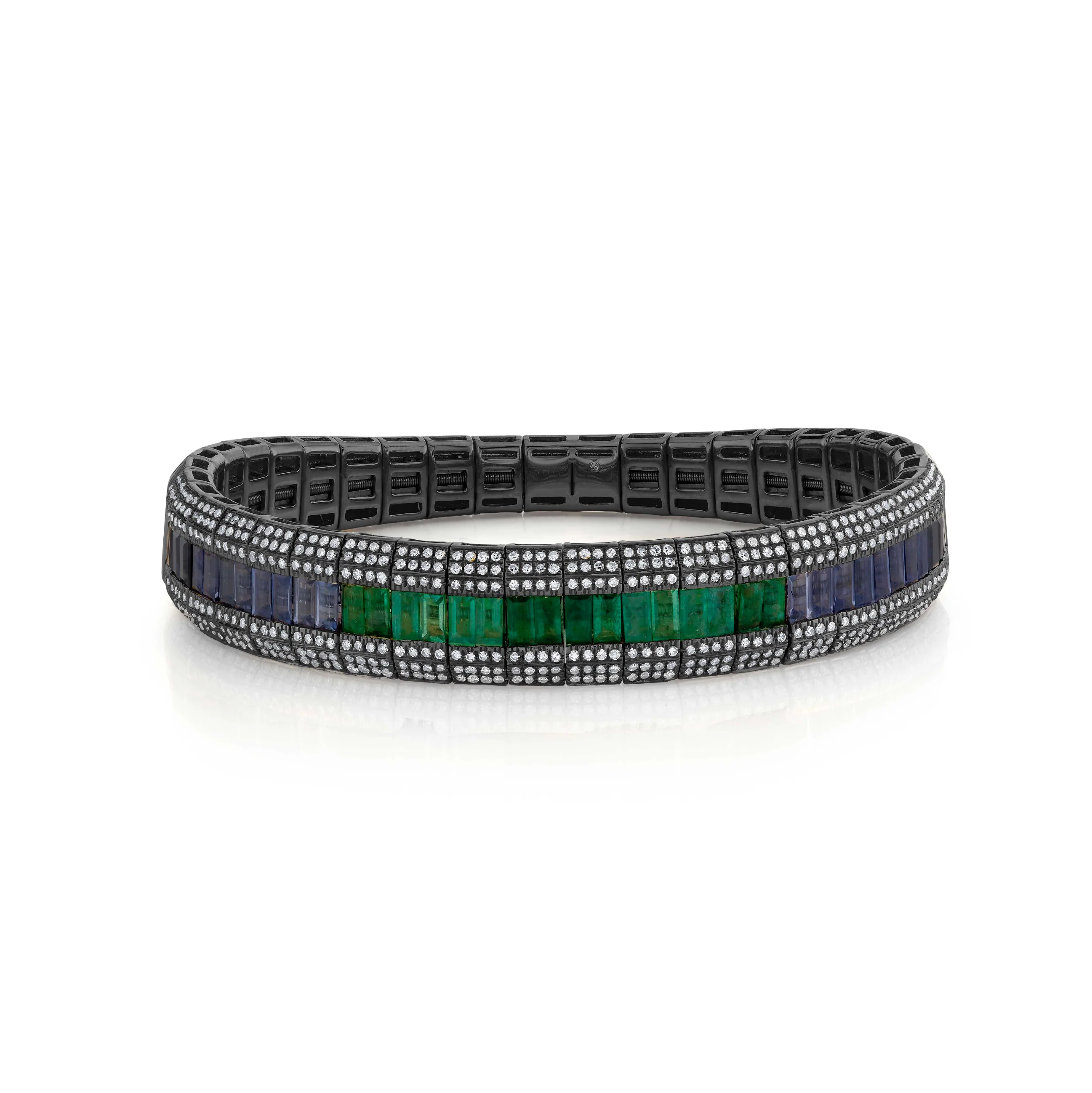 EMERALD & DIAMOND OMBRE STRETCH BRACELET - Image 4