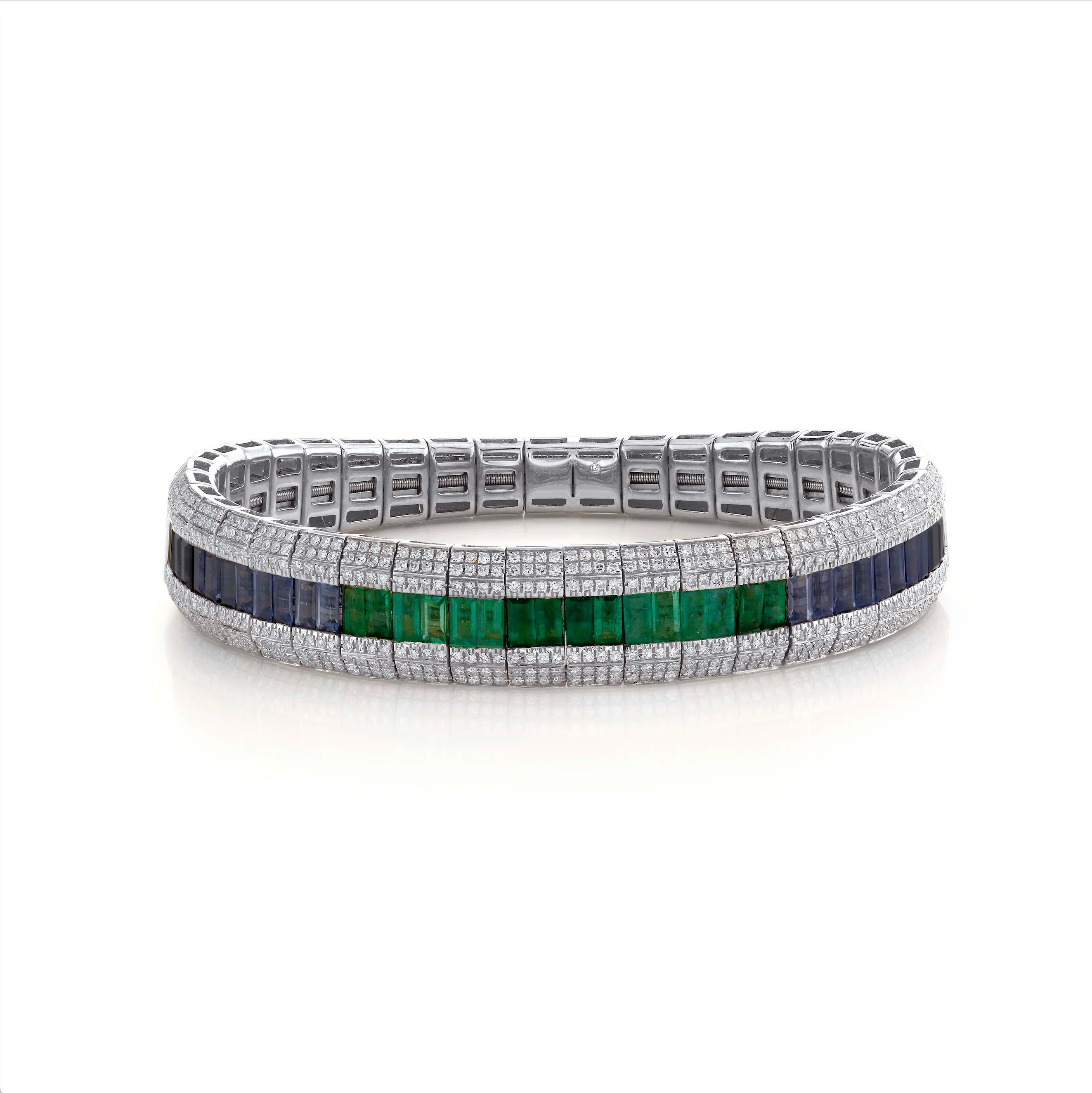 EMERALD & DIAMOND OMBRE STRETCH BRACELET - Image 5
