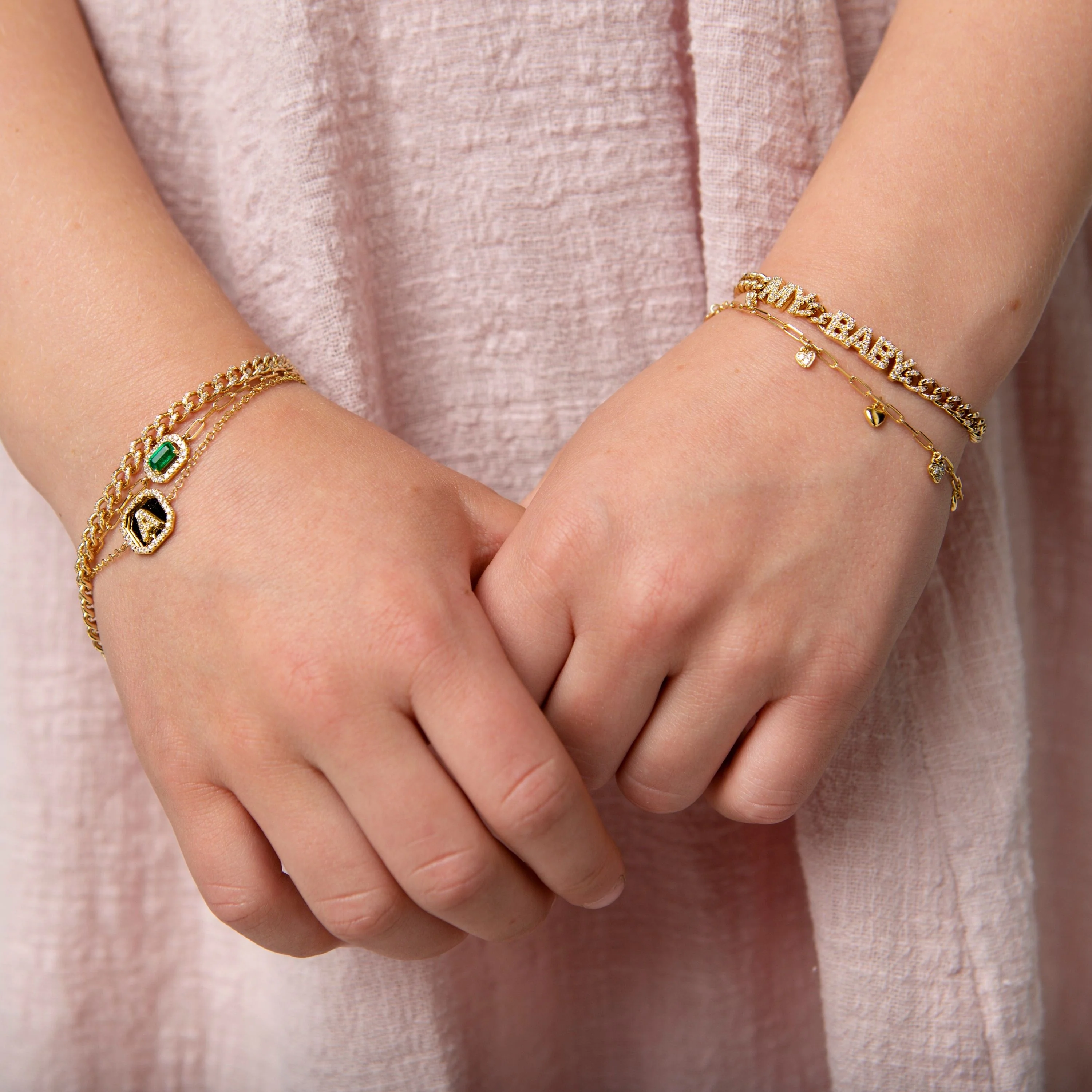 MINI ME DIAMOND PAVE "MY BABY" BABY LINK BRACELET - Image 2