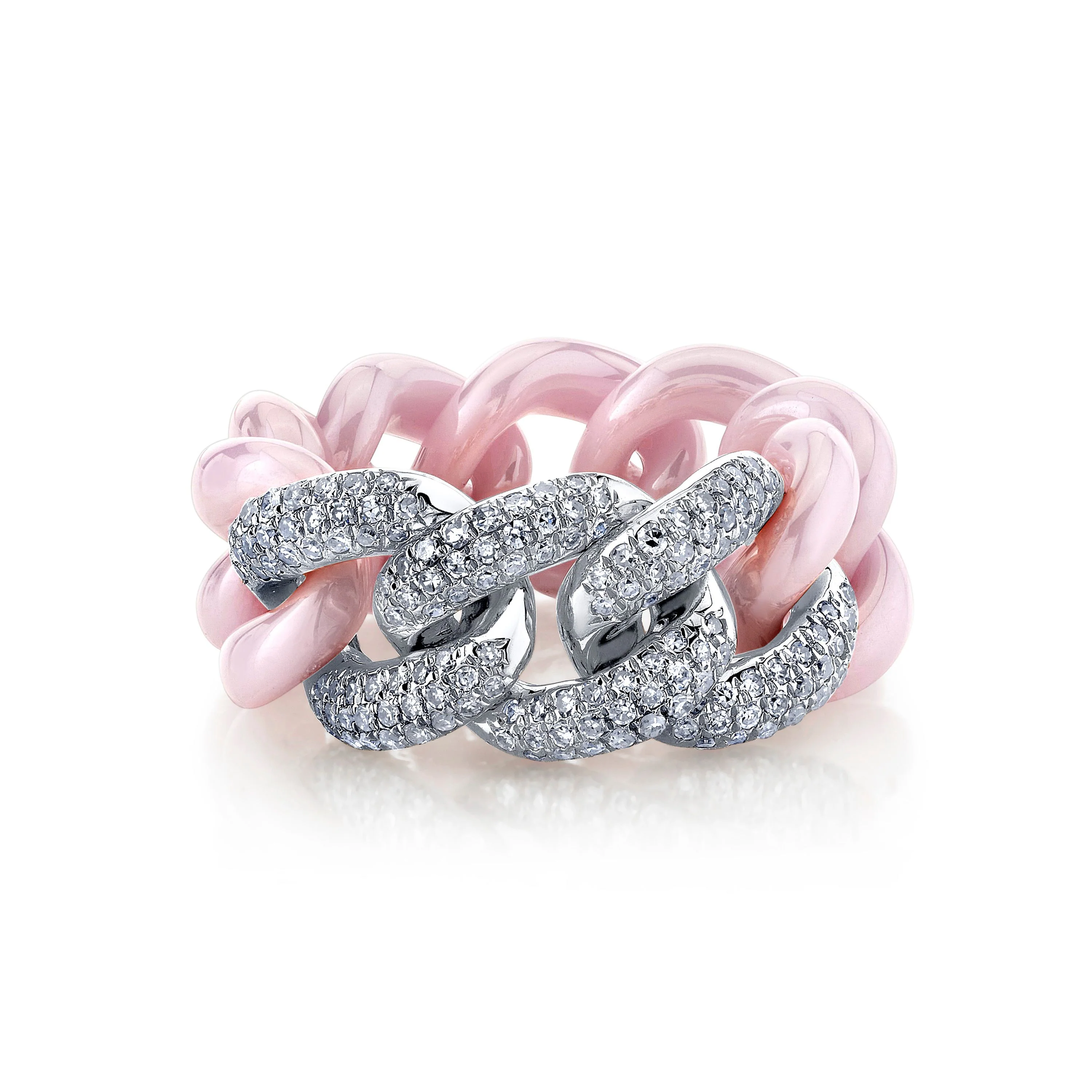 PINK CERAMIC PAVE ESSENTIAL LINK RING - Image 3