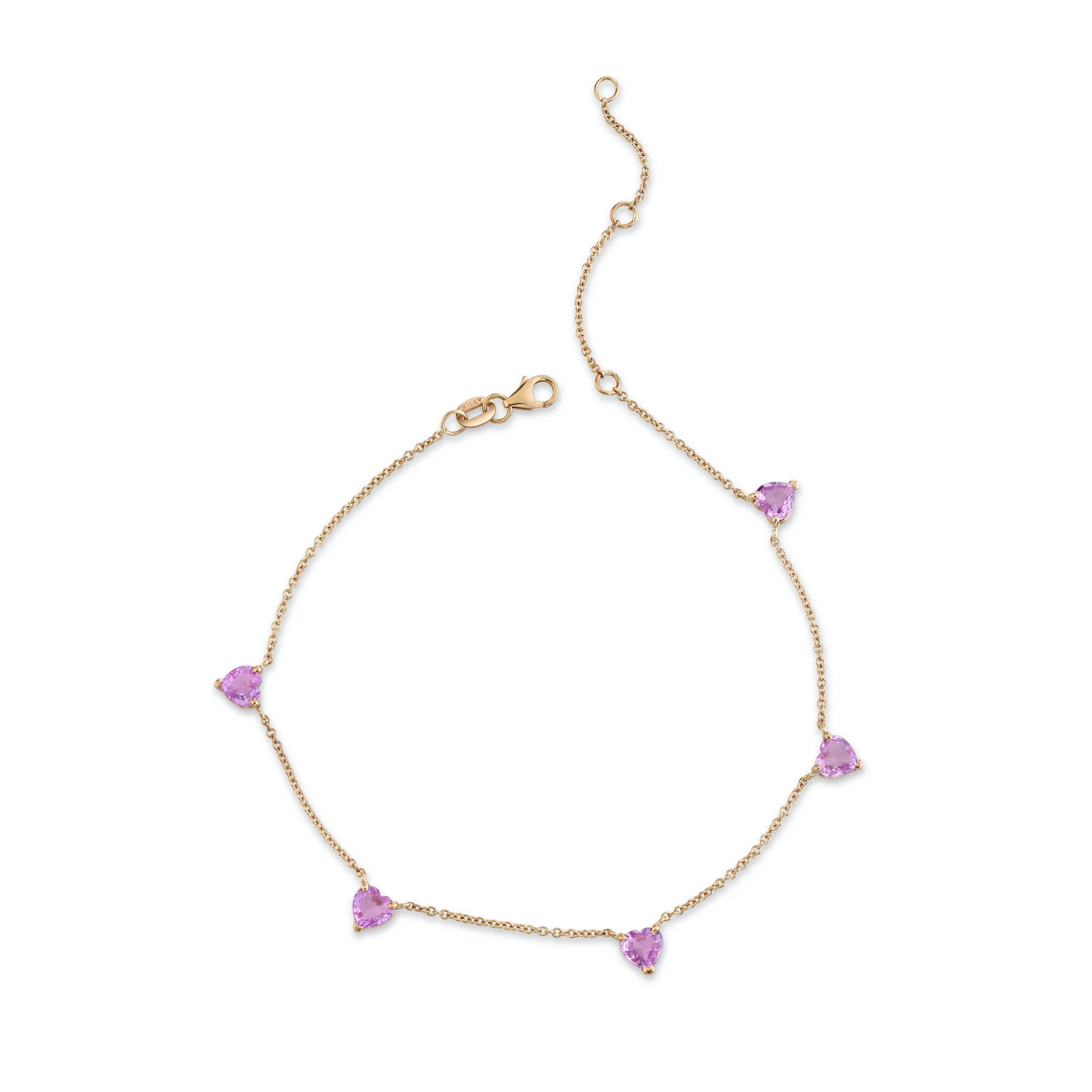 PINK SAPPHIRE 5 HEART ANKLET - Image 3