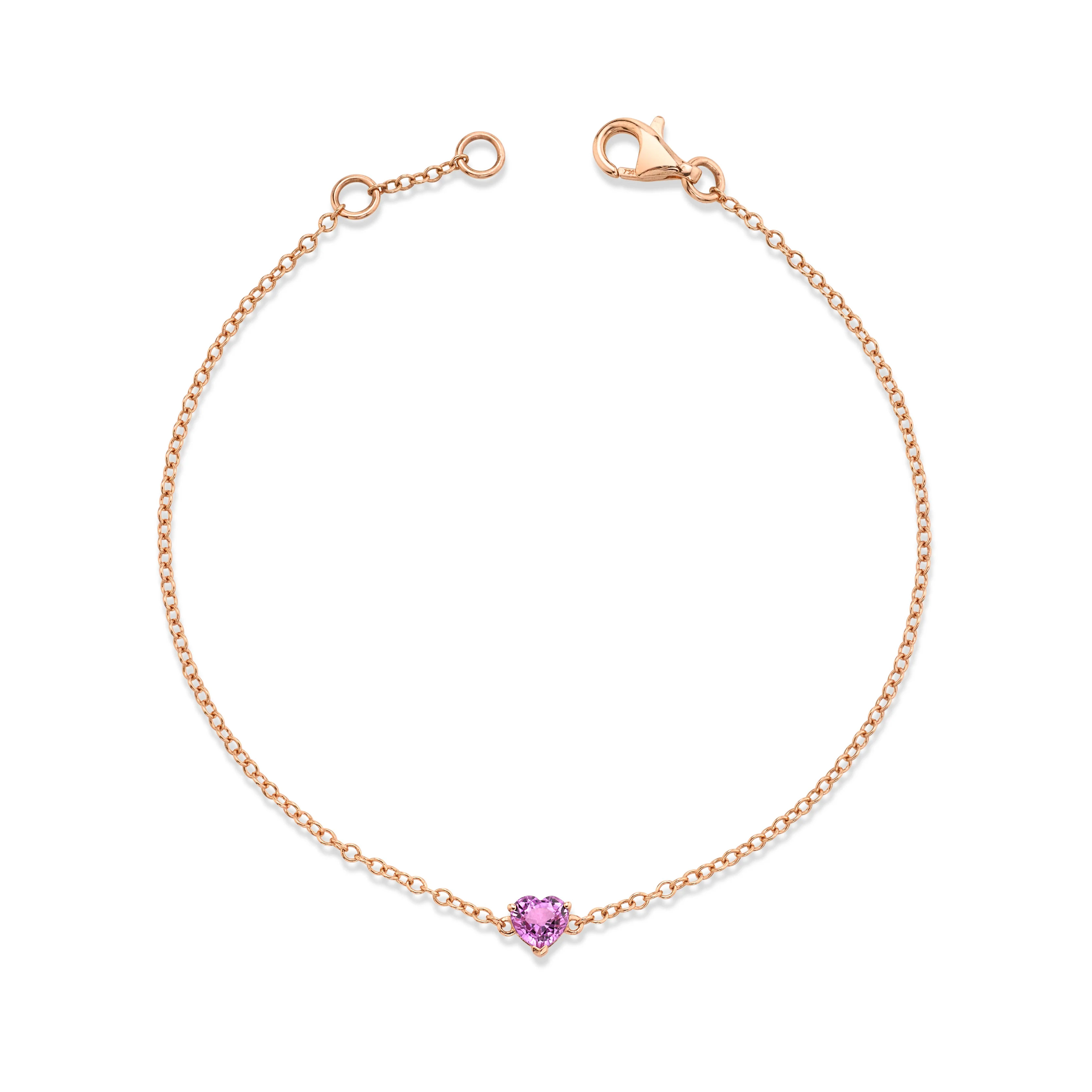 PINK SAPPHIRE BABY HEART ANKLET - Image 3