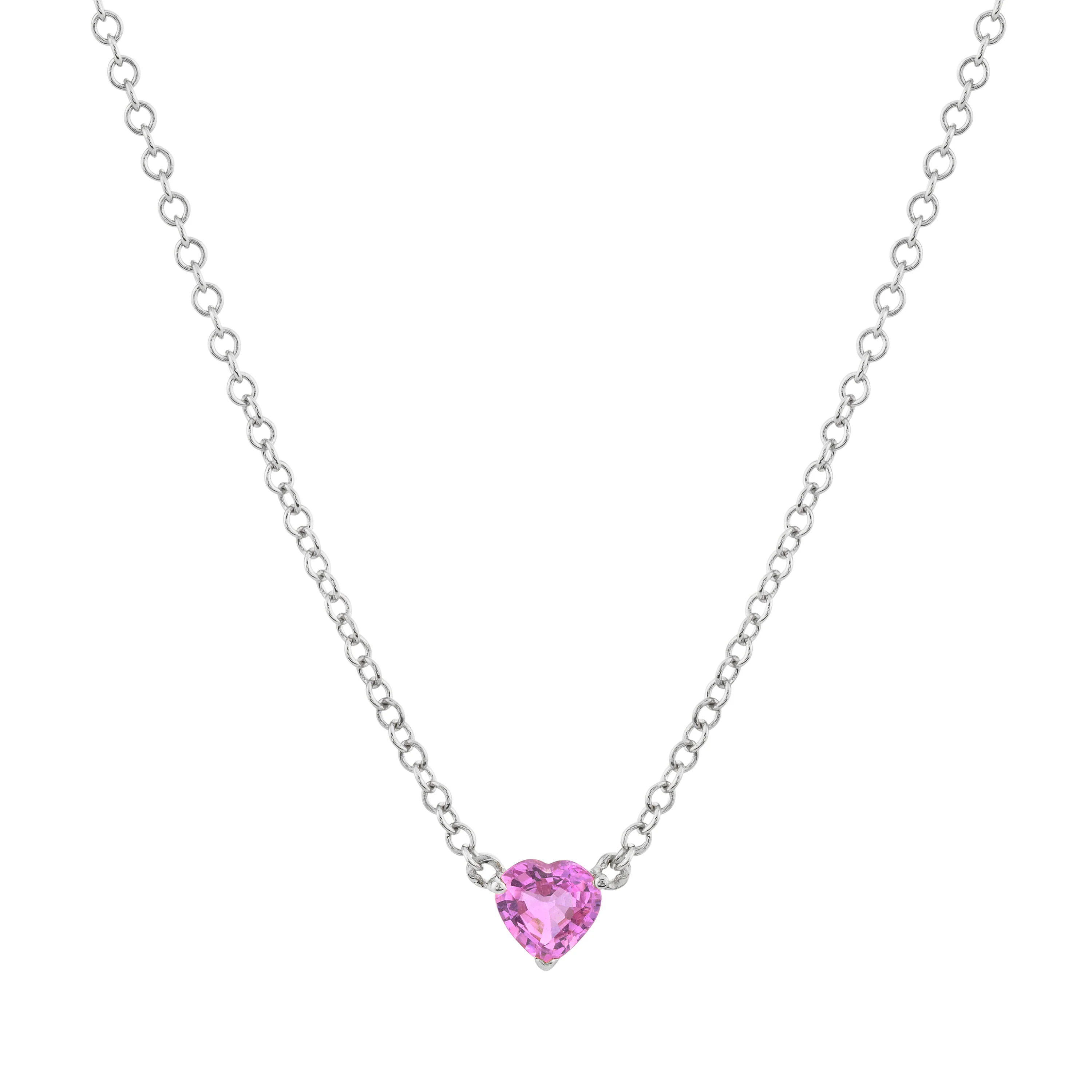 PINK SAPPHIRE BABY HEART NECKLACE - Image 3