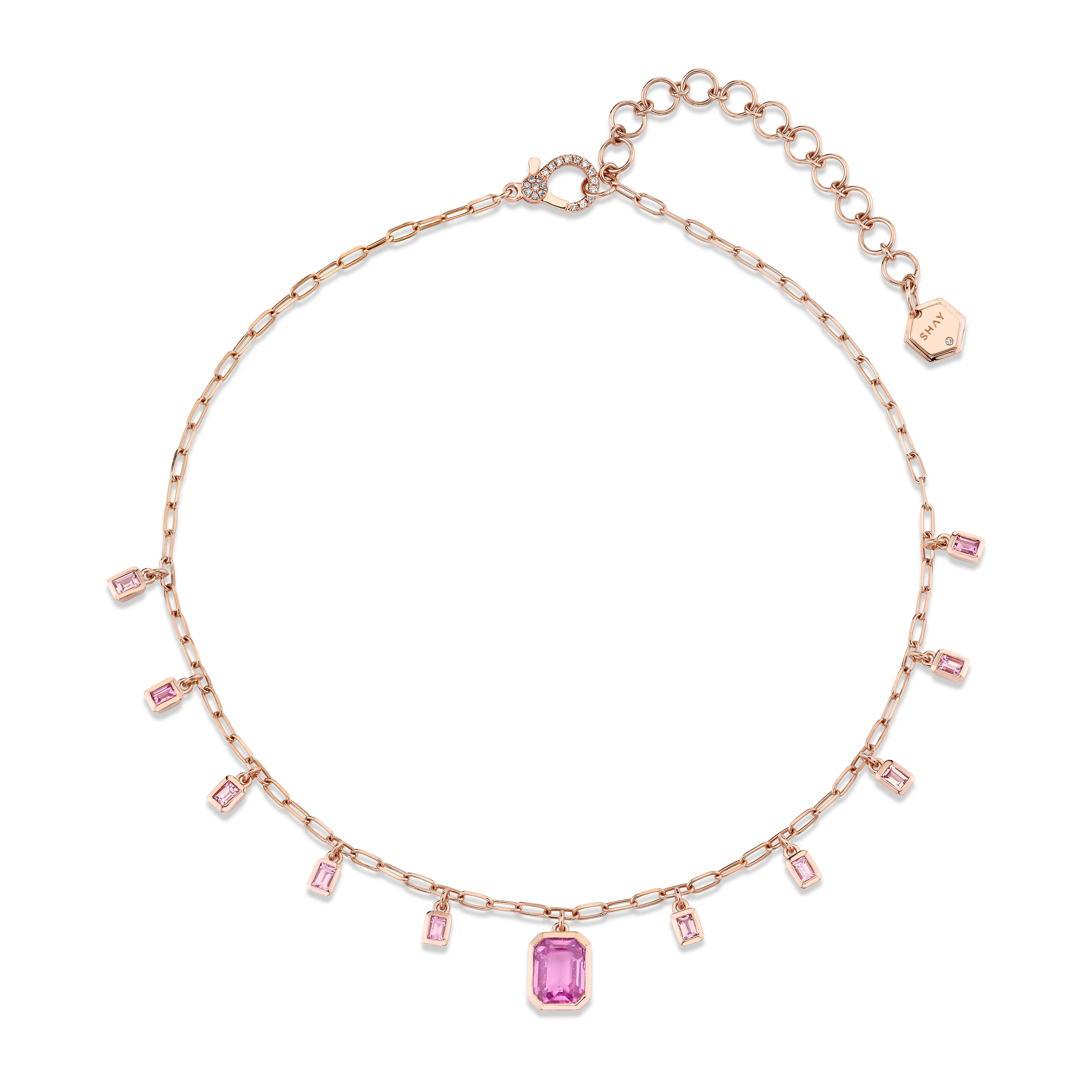 PINK SAPPHIRE BAGUETTE DROP CHOKER - Image 3