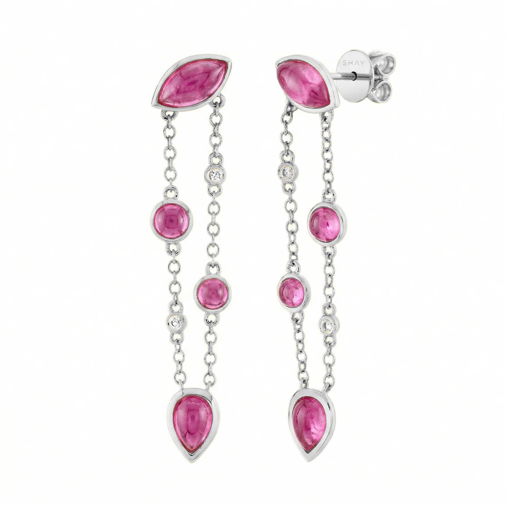 PINK SAPPHIRE & DIAMOND RIVIERA FRINGE EARRINGS - Image 3