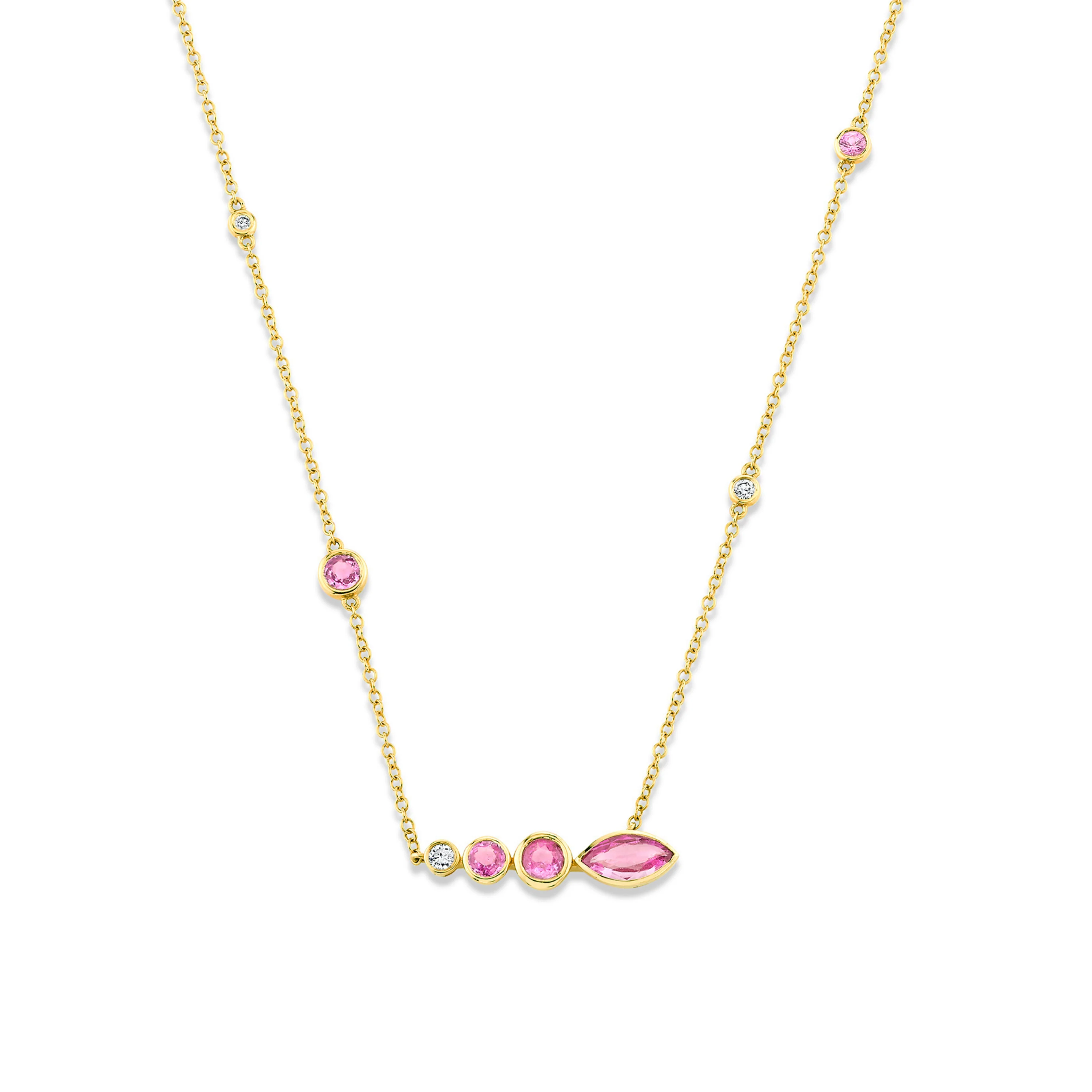 PINK SAPPHIRE & DIAMOND RIVIERA STATION NECKLACE - Image 3