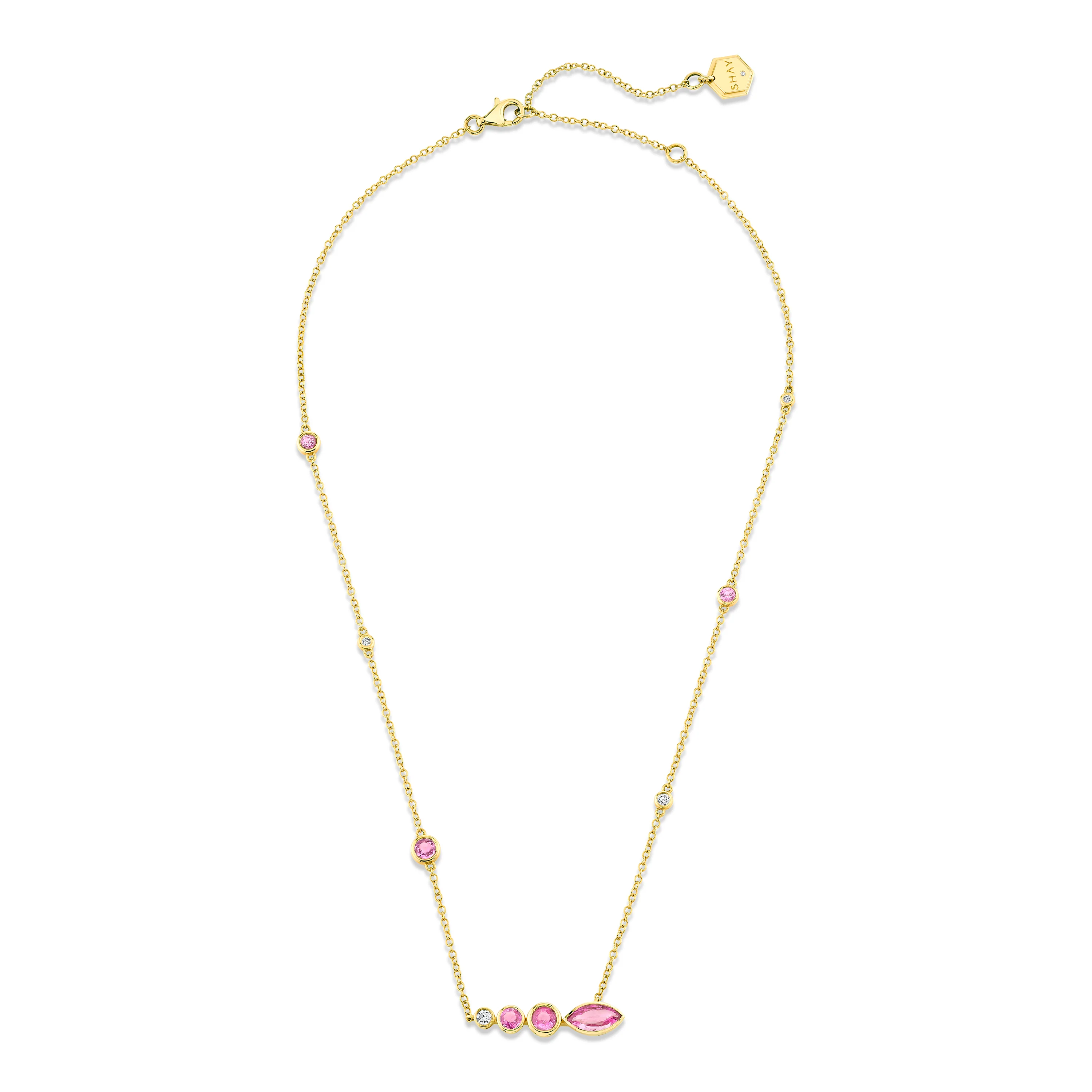 PINK SAPPHIRE & DIAMOND RIVIERA STATION NECKLACE - Image 4
