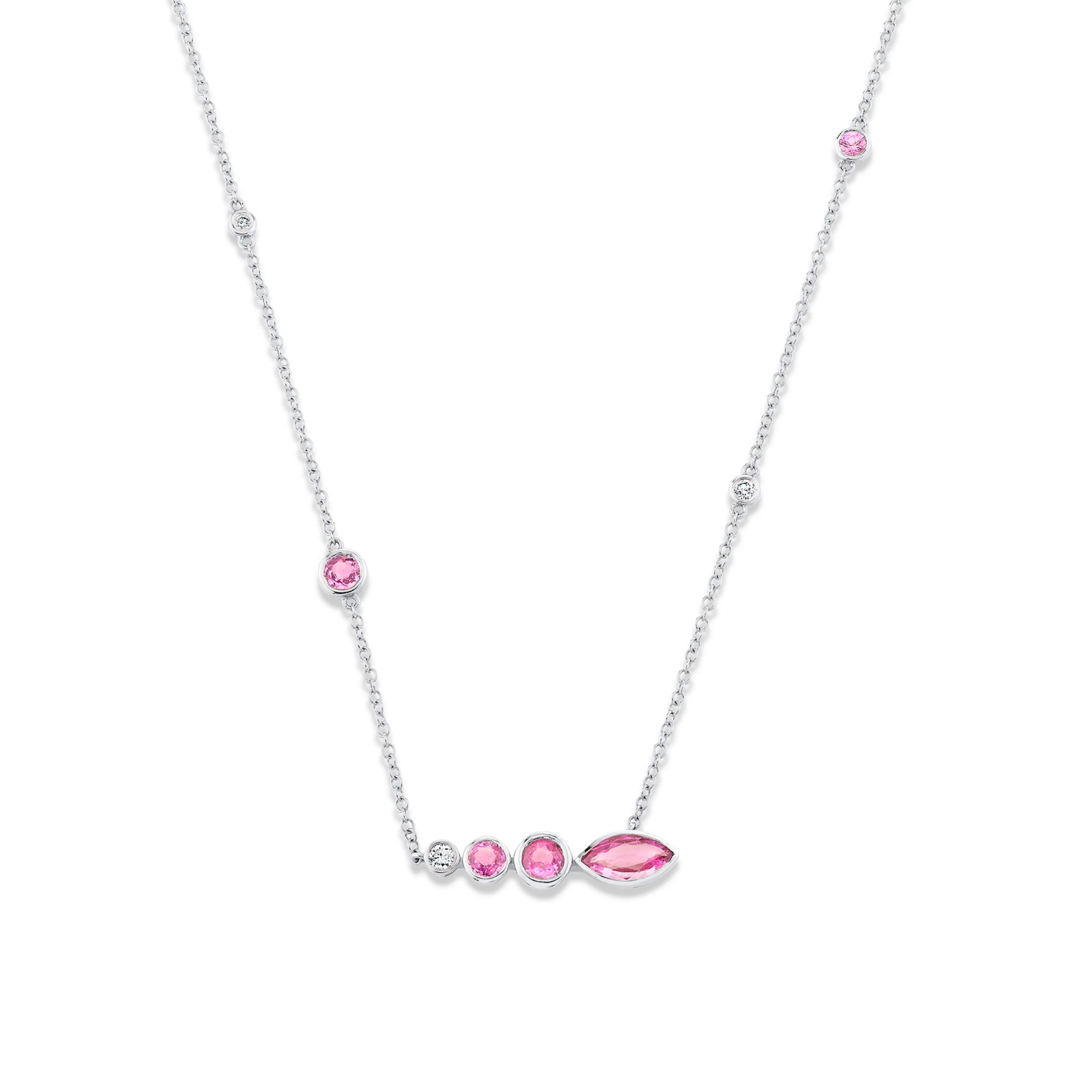 PINK SAPPHIRE & DIAMOND RIVIERA STATION NECKLACE - Image 5