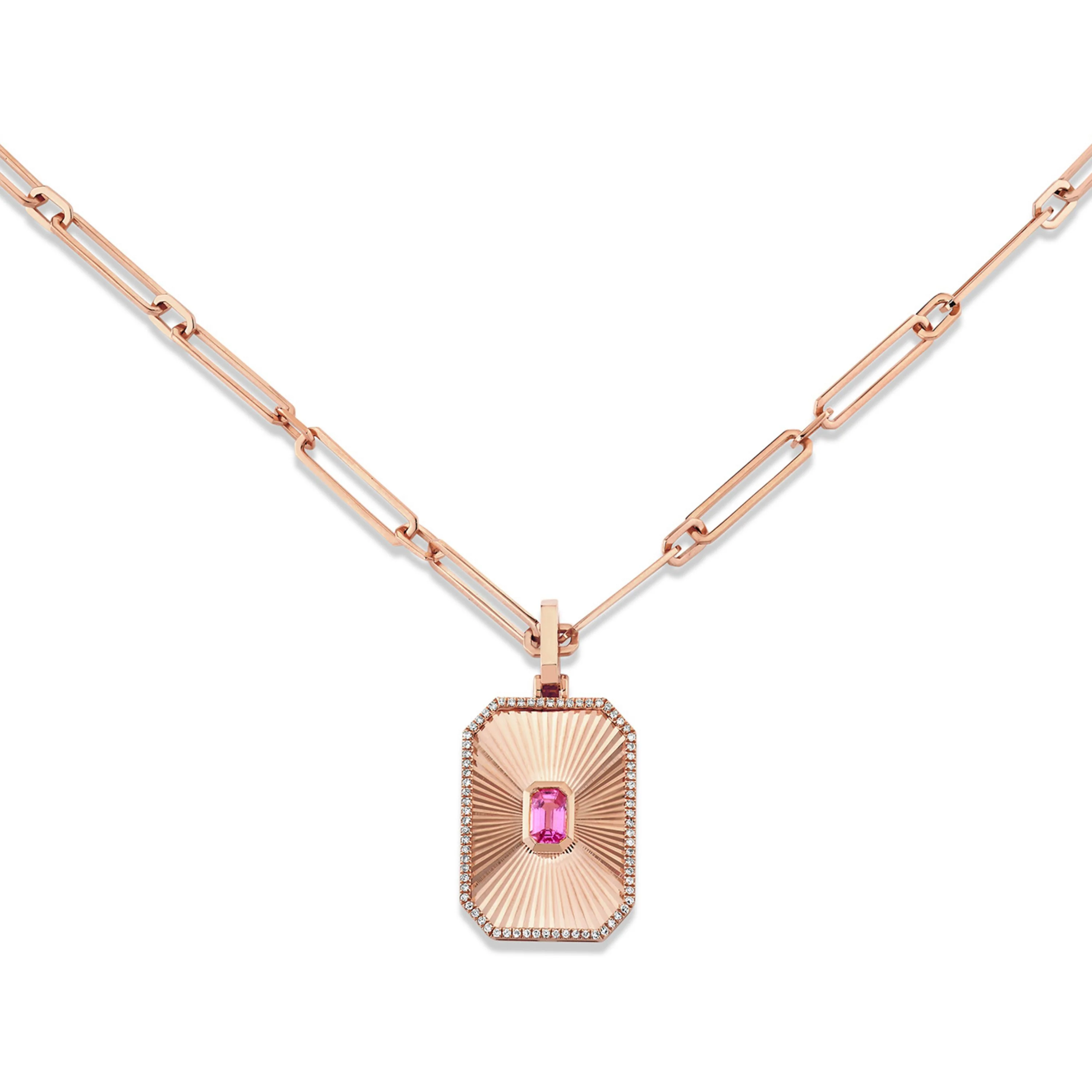 PINK SAPPHIRE RADIANT DECO NECKLACE - Image 4