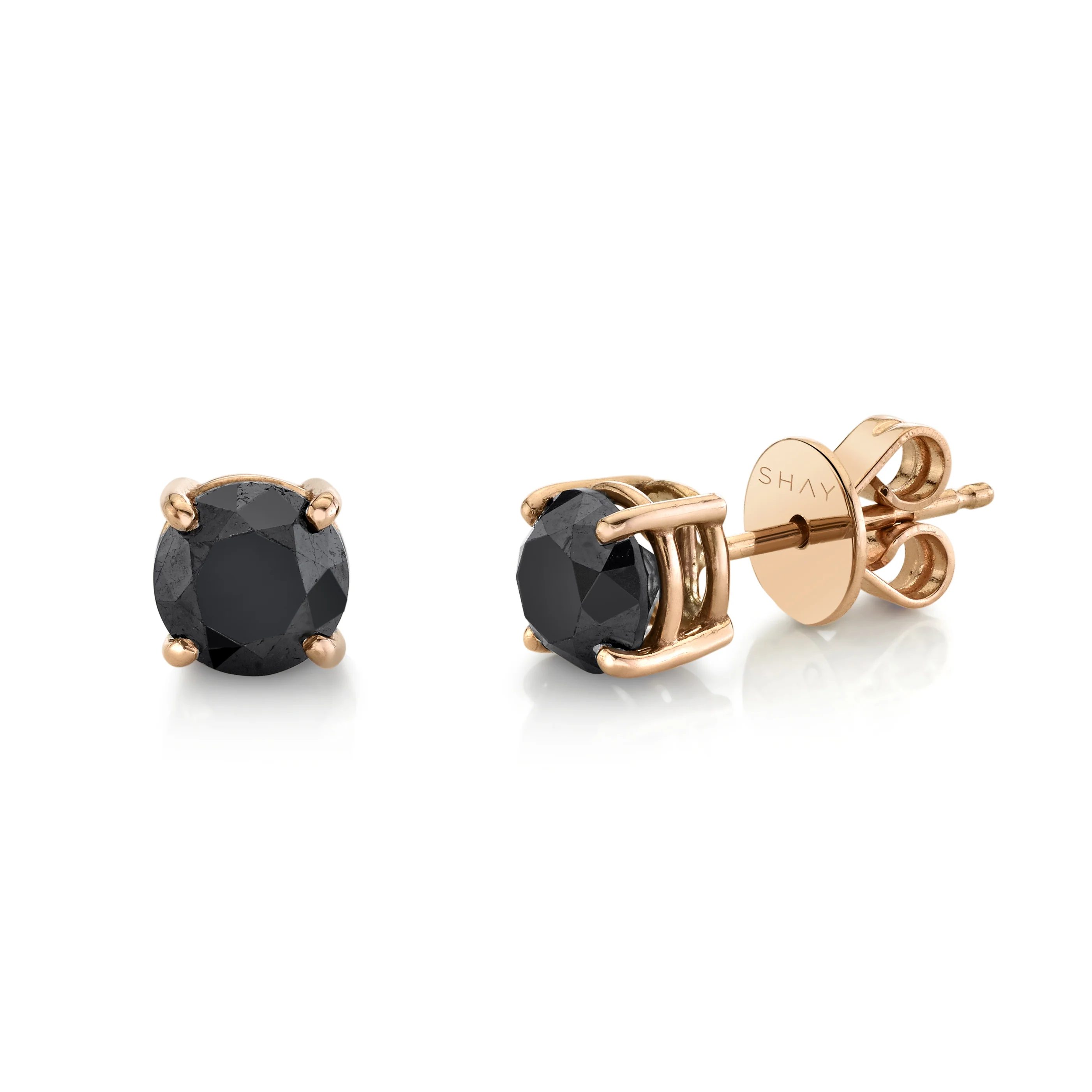 READY TO SHIP BLACK DIAMOND ROUND STUDS PETITE - Image 2