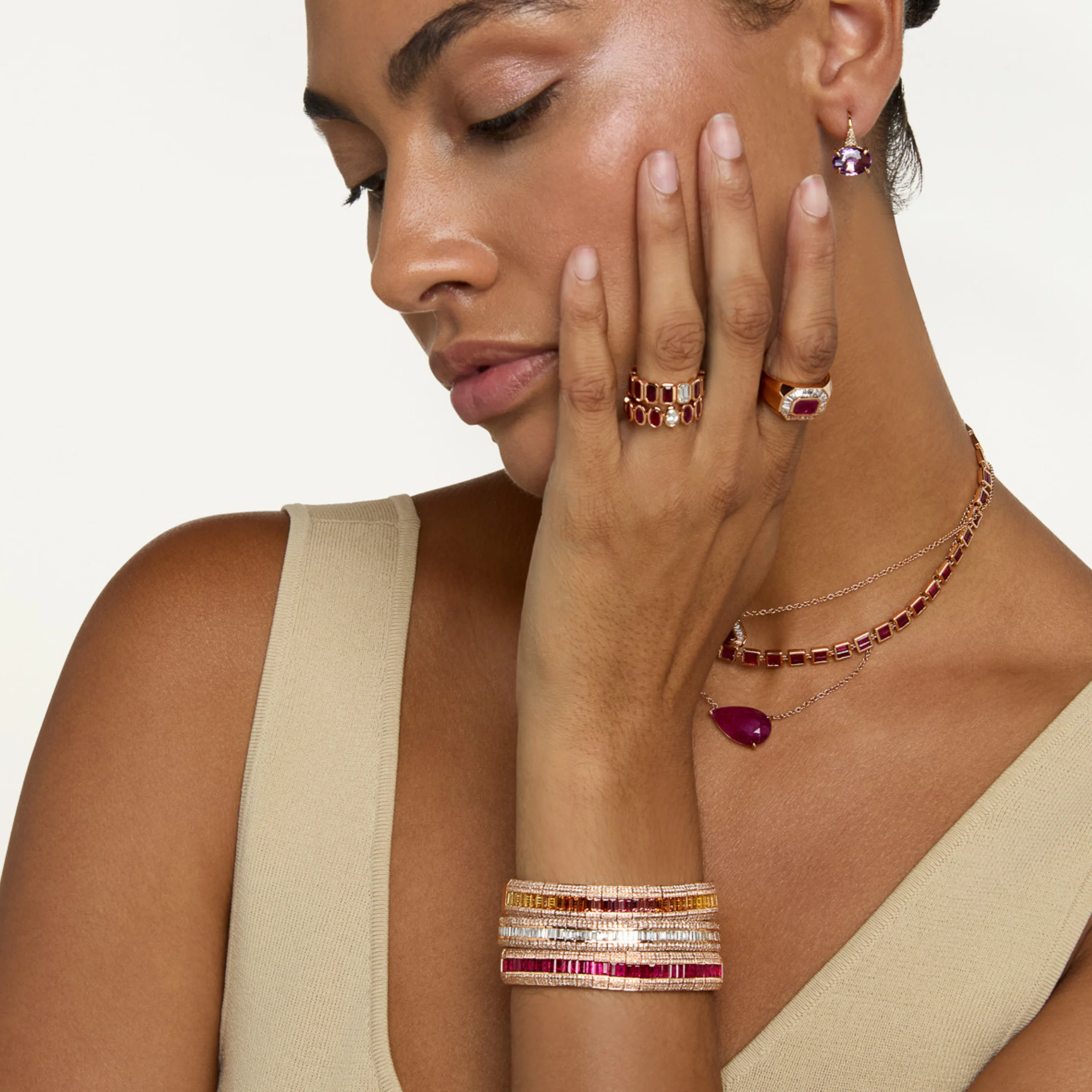 CITRINE & DIAMOND OMBRE STRETCH BRACELET - Image 2