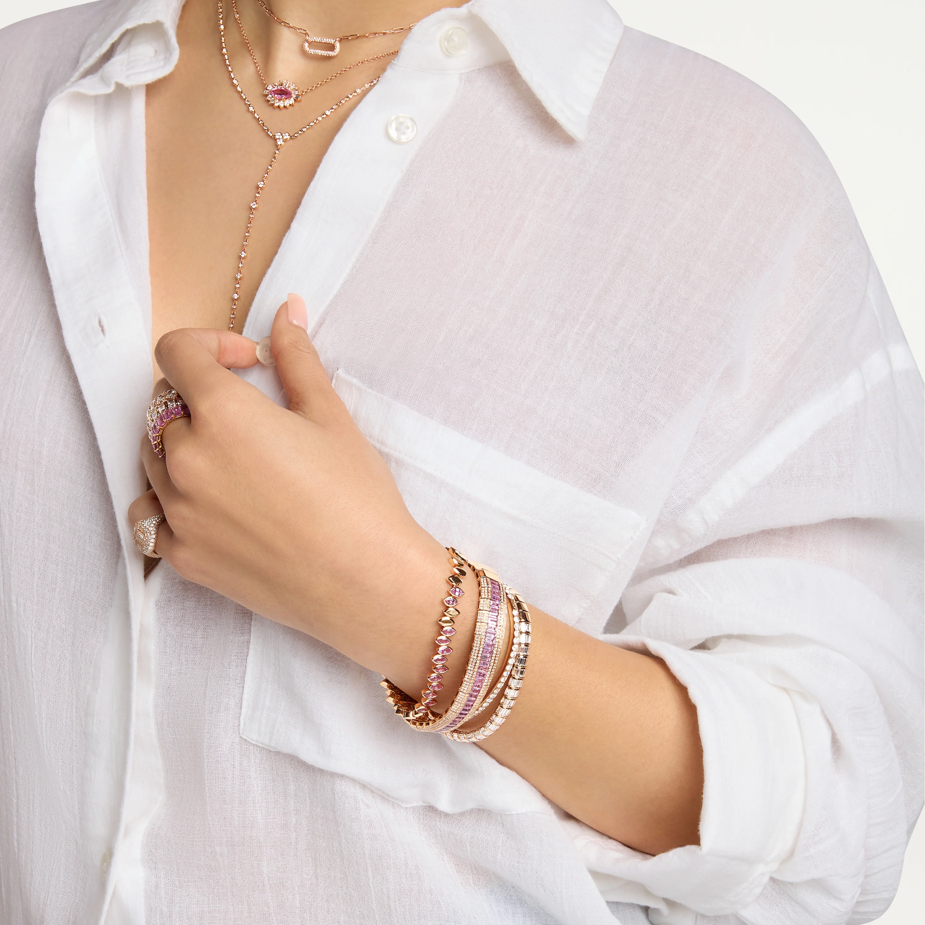 READY TO SHIP DIAMOND BAGUETTE STRETCH BRACELET - Image 2