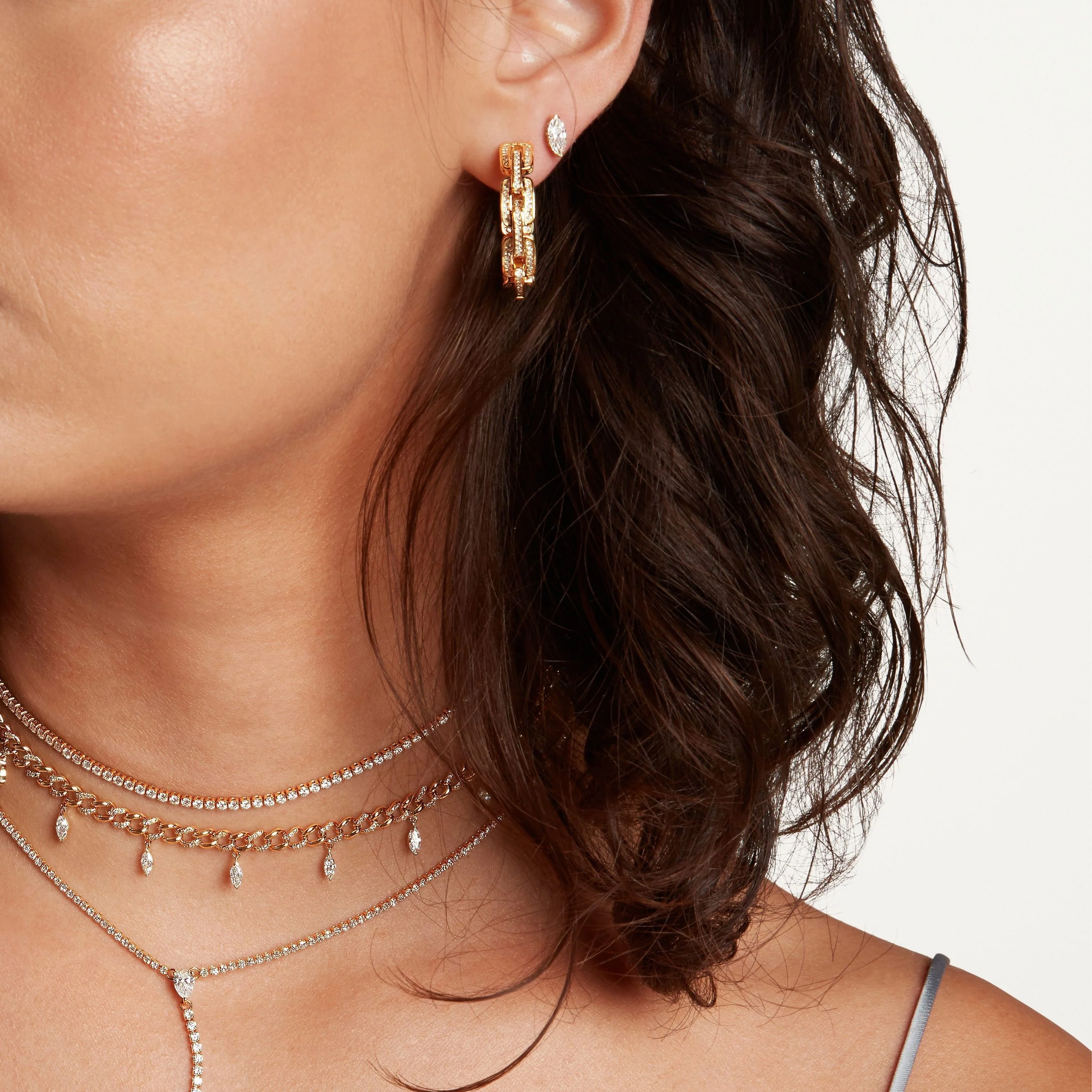 READY TO SHIP DIAMOND DECO LINK HOOPS - Image 2